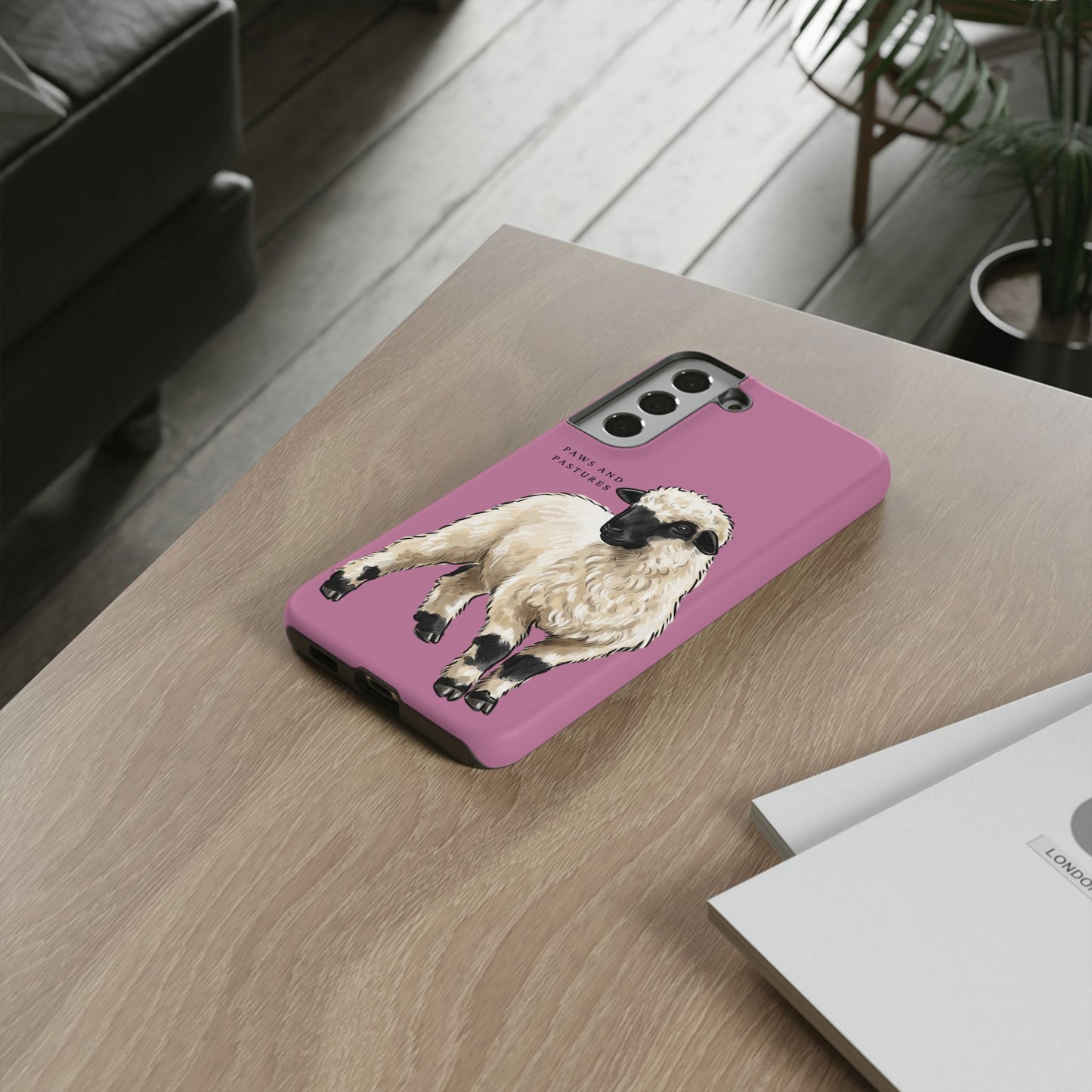 Pink Valais Blacknose Sheep Phone Case – 'Paws and Pastures' Cute Lamb Protective iPhone Cover