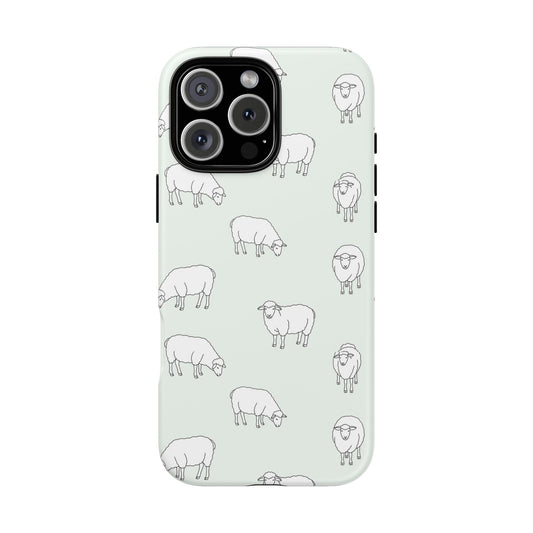 Sheep Pattern Phone Case — Minimal Pastel Farm Animal Protective Cover