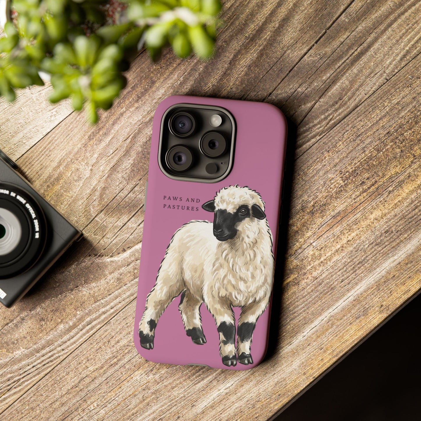 Pink Valais Blacknose Sheep Phone Case – 'Paws and Pastures' Cute Lamb Protective iPhone Cover