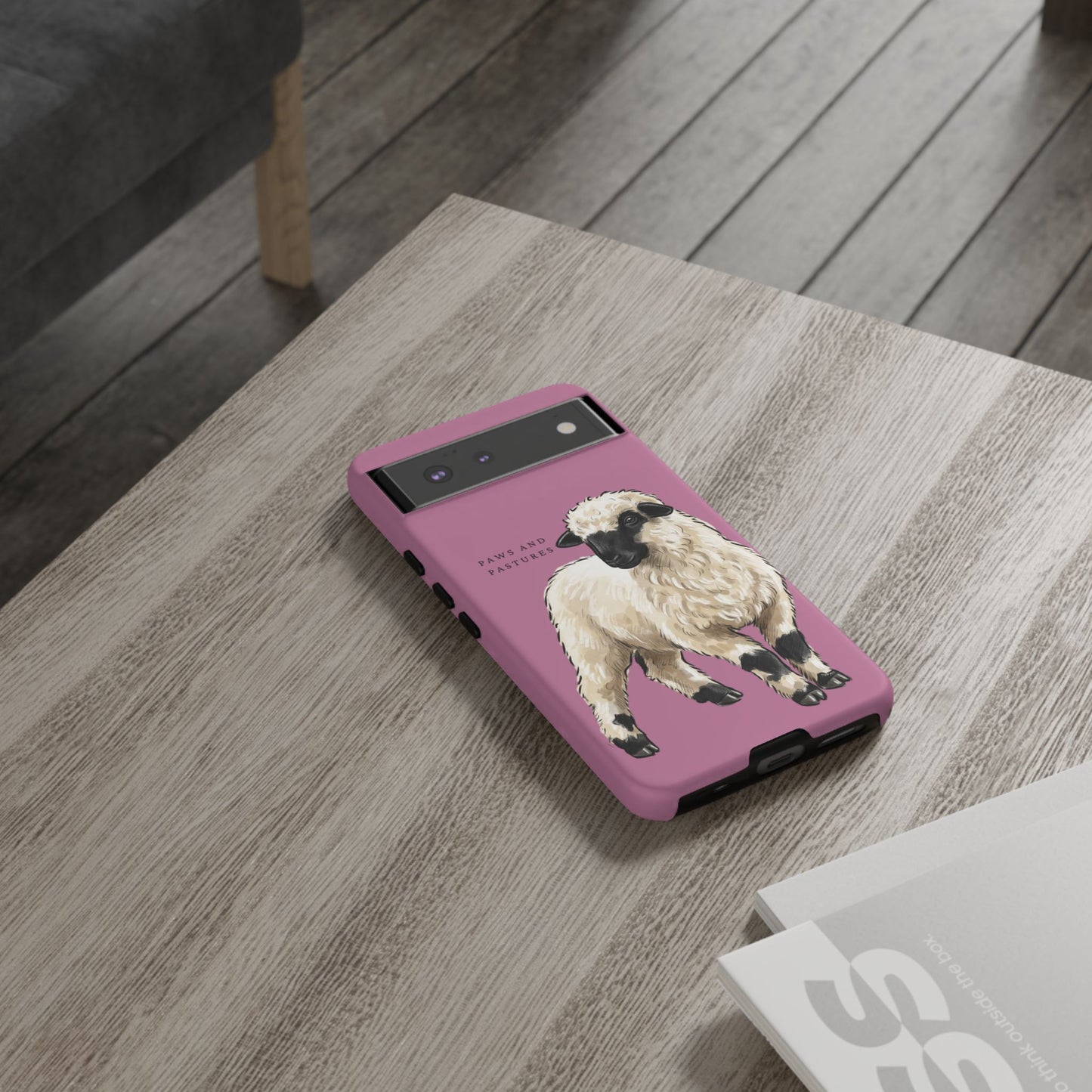Pink Valais Blacknose Sheep Phone Case – 'Paws and Pastures' Cute Lamb Protective iPhone Cover