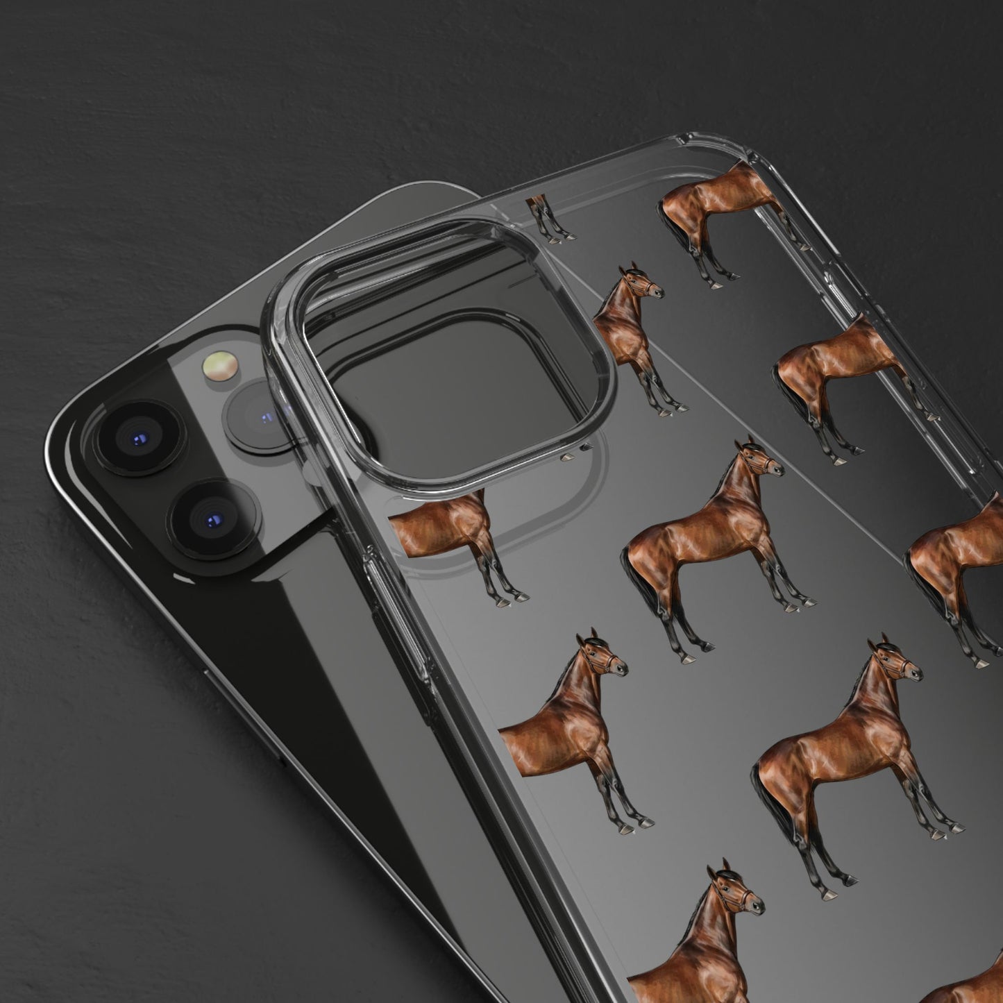 Horse Pattern Clear iPhone Case