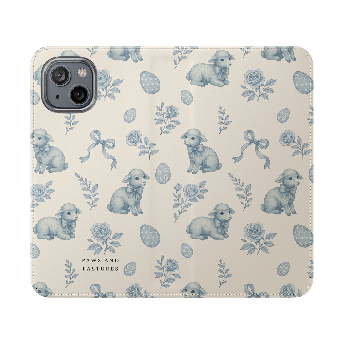 Flip Case — Pastel Blue Easter Lamb Pattern Phone Wallet