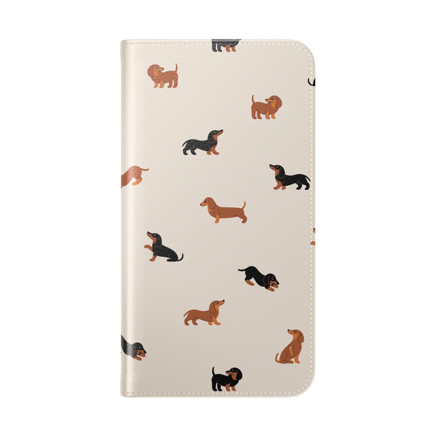 Dachshund Pattern Flip Phone Case — Wallet Folio with Card Slots
