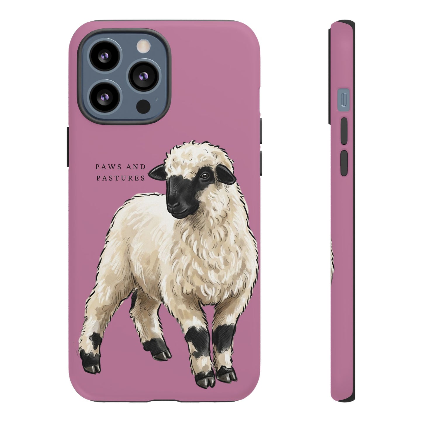 Pink Valais Blacknose Sheep Phone Case – 'Paws and Pastures' Cute Lamb Protective iPhone Cover