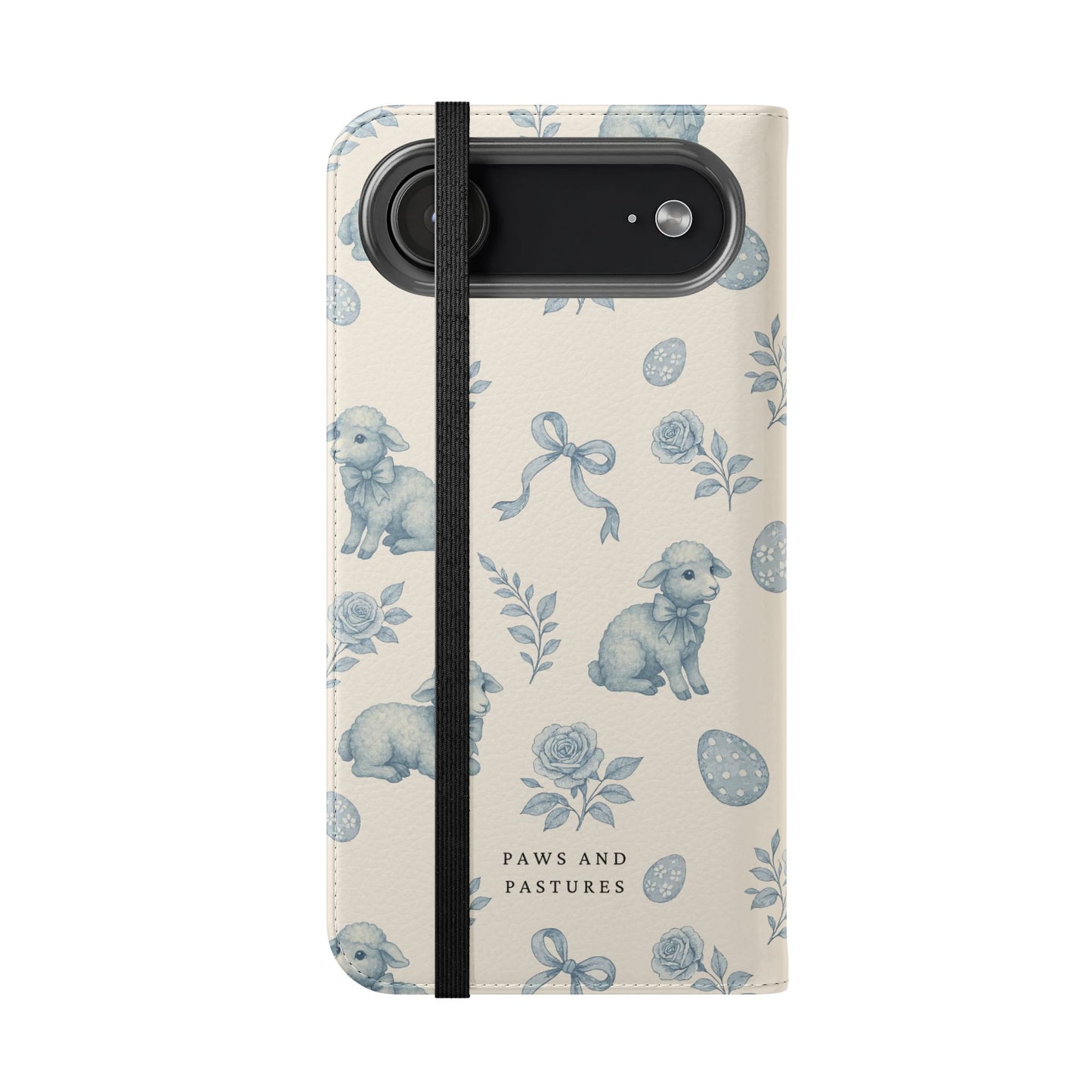 Flip Case — Pastel Blue Easter Lamb Pattern Phone Wallet
