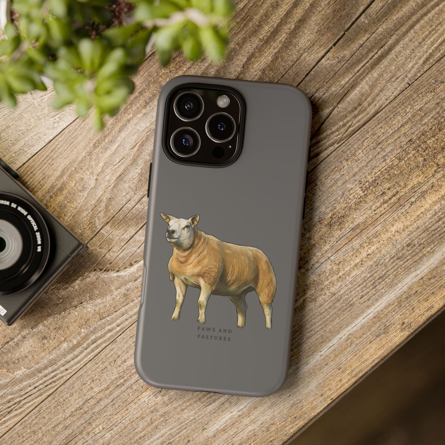 Grey Texel Sheep Illustration Phone Case — "Paws and Pastures" Protective iPhone Cover