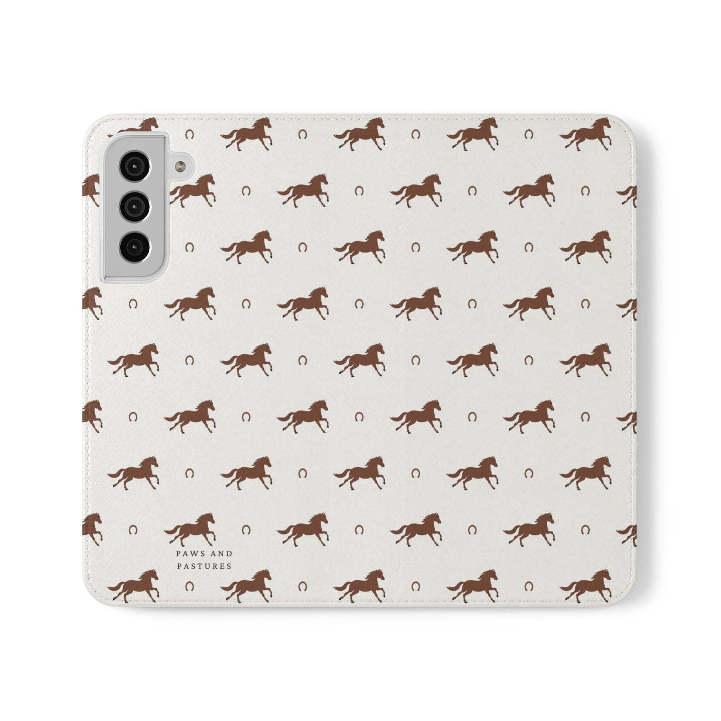 Horse Pattern Flip Case — Leather Wallet Phone Cover with Galloping Horses