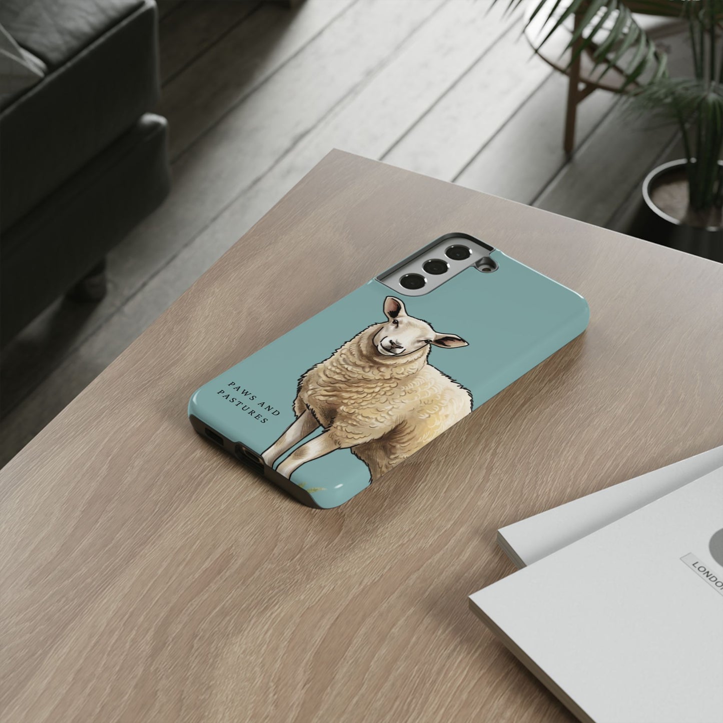Teal Sheep Illustration Tough Phone Case