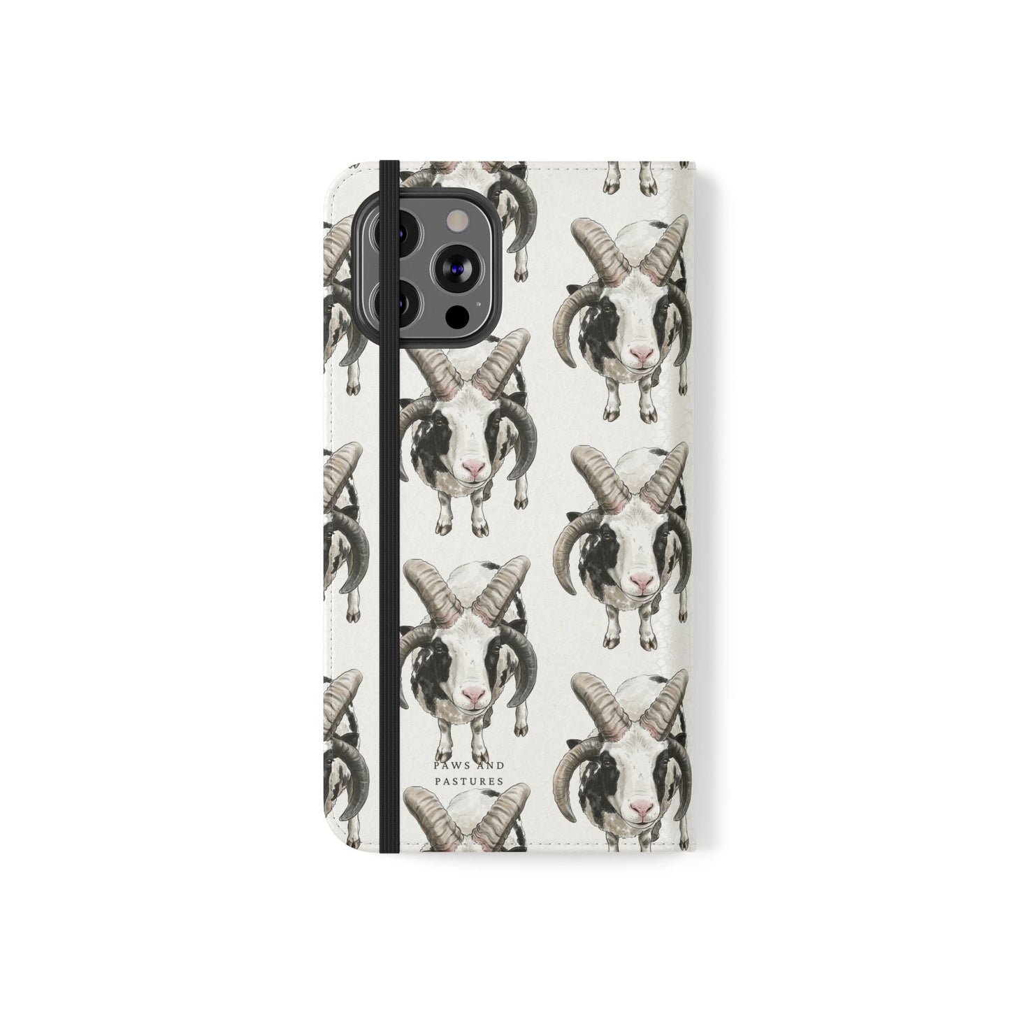 Jacob Sheep Pattern Flip Phone Case — Cute Farm Animal Wallet Cover