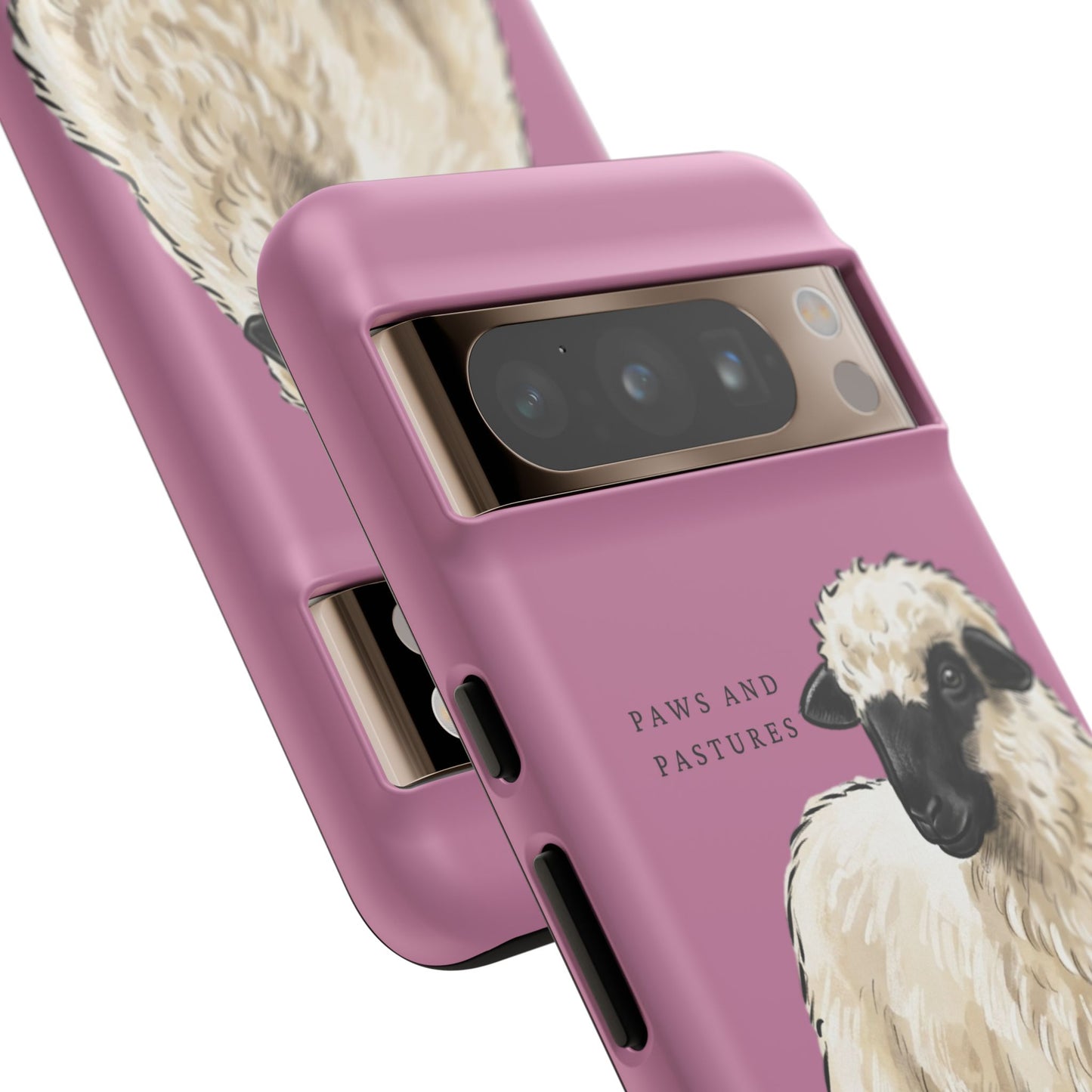 Pink Valais Blacknose Sheep Phone Case – 'Paws and Pastures' Cute Lamb Protective iPhone Cover