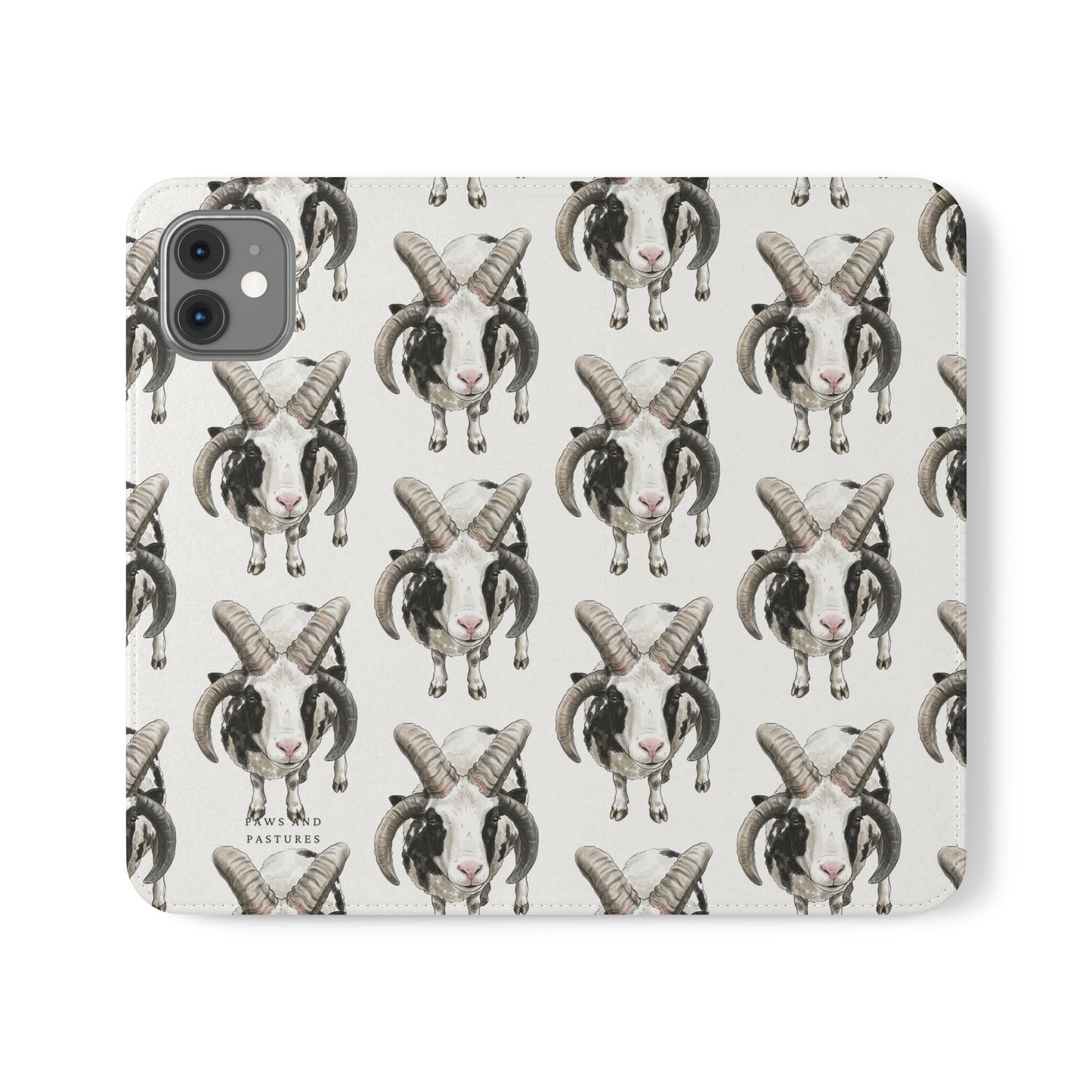 Jacob Sheep Pattern Flip Phone Case — Cute Farm Animal Wallet Cover