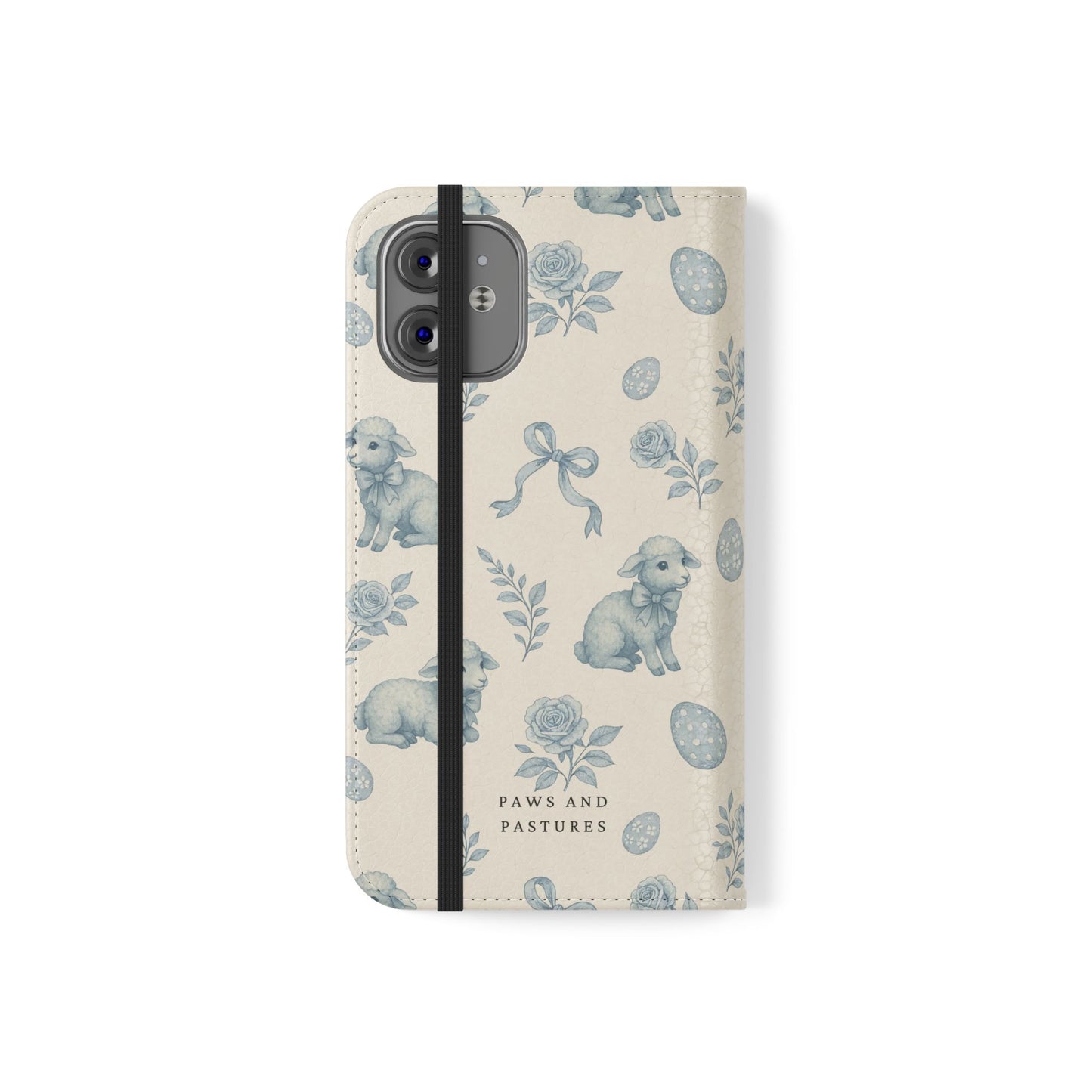 Flip Case — Pastel Blue Easter Lamb Pattern Phone Wallet