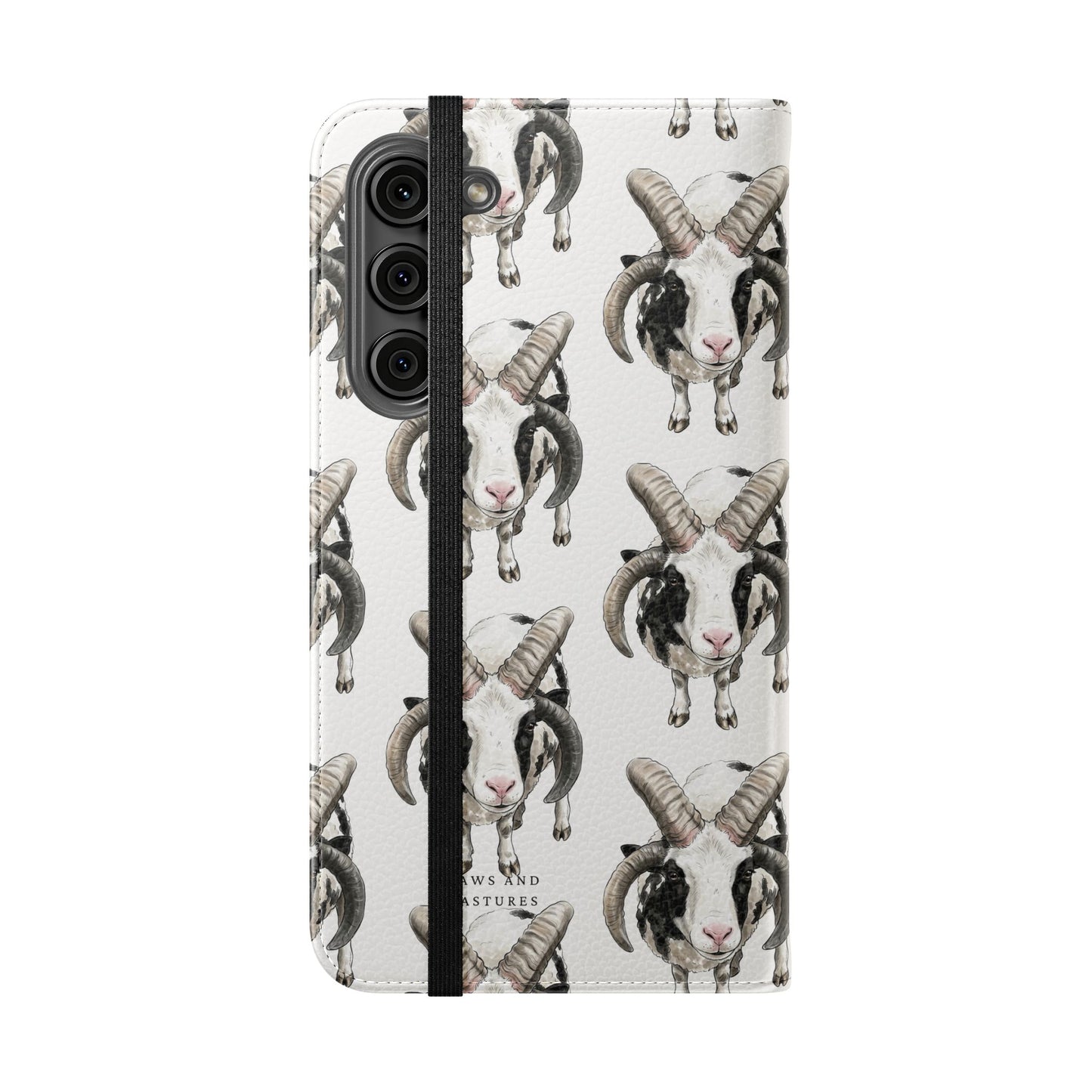 Jacob Sheep Pattern Flip Phone Case — Cute Farm Animal Wallet Cover
