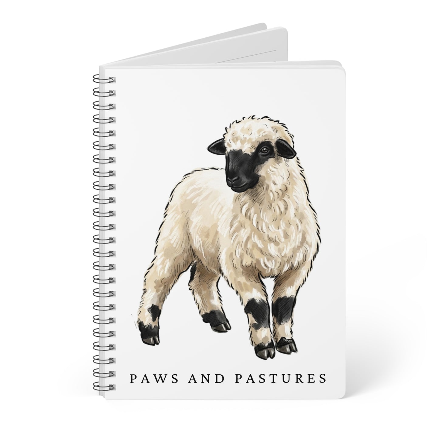 Valais Blacknose Sheep Illustration Notebook — A5