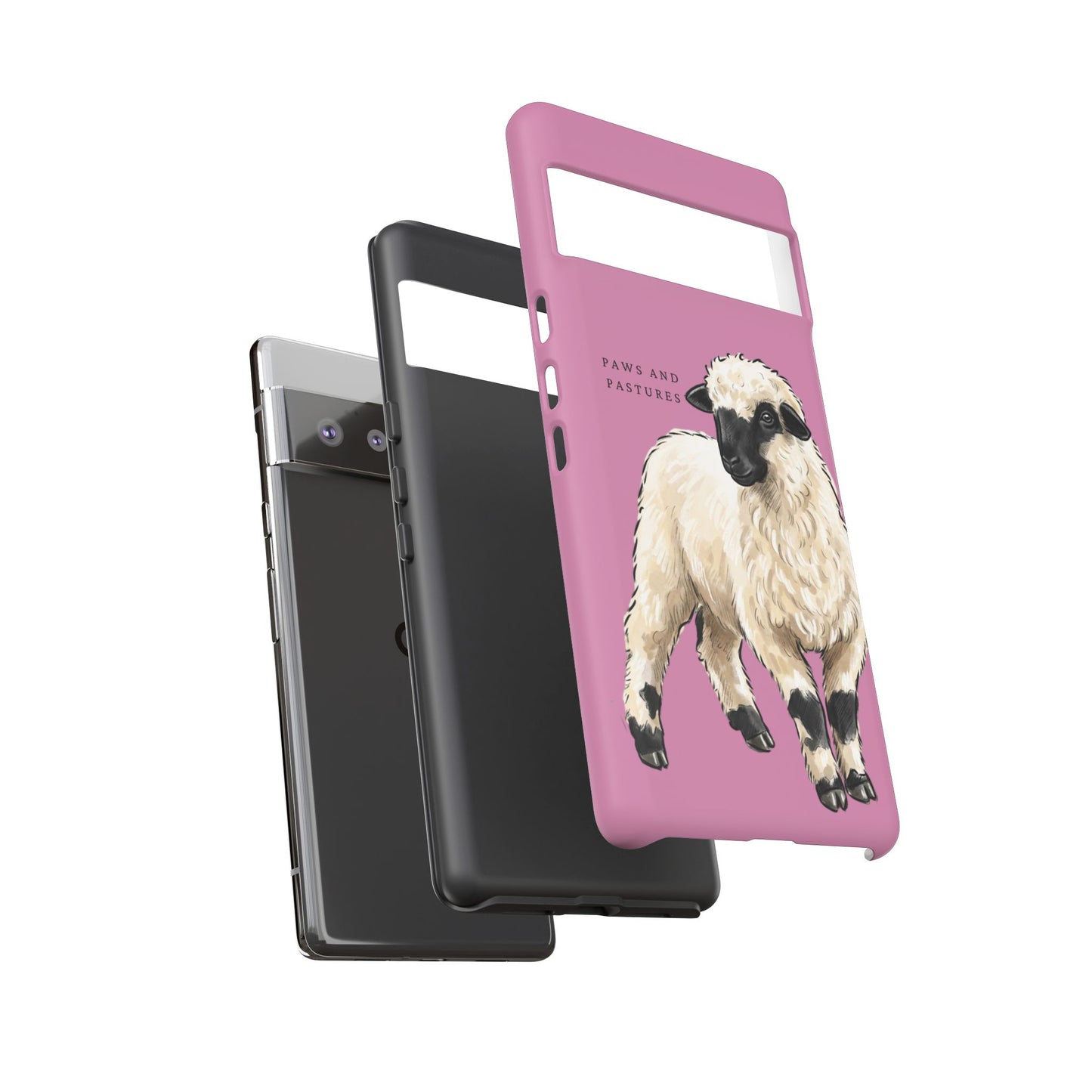 Pink Valais Blacknose Sheep Phone Case – 'Paws and Pastures' Cute Lamb Protective iPhone Cover