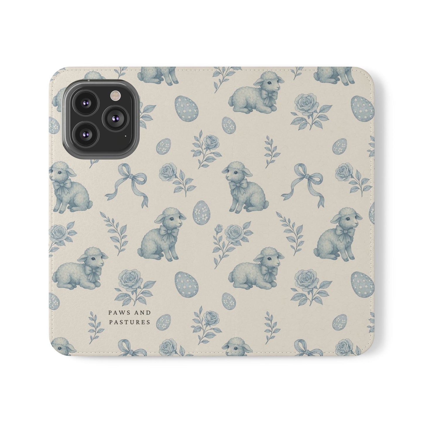Flip Case — Pastel Blue Easter Lamb Pattern Phone Wallet