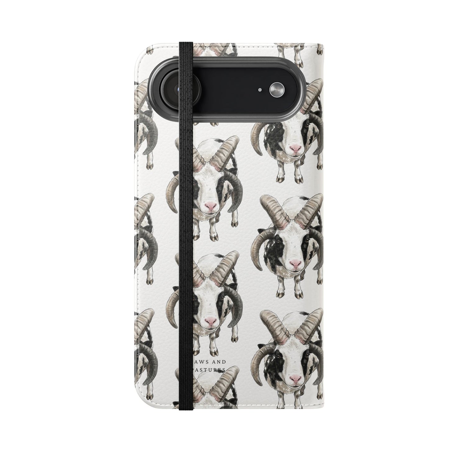 Jacob Sheep Pattern Flip Phone Case — Cute Farm Animal Wallet Cover