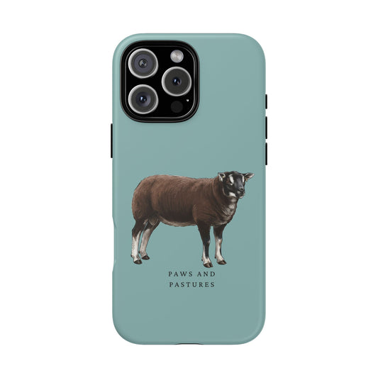 Badger Face Texel Sheep Illustration Phone Case — "Paws and Pastures" Minimal Farm Animal Phone Cover