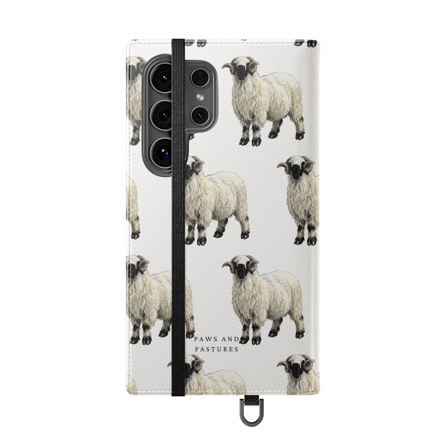 Valais Blacknose Sheep Pattern Flip Phone Case – Cute Farm Animal Wallet Cover