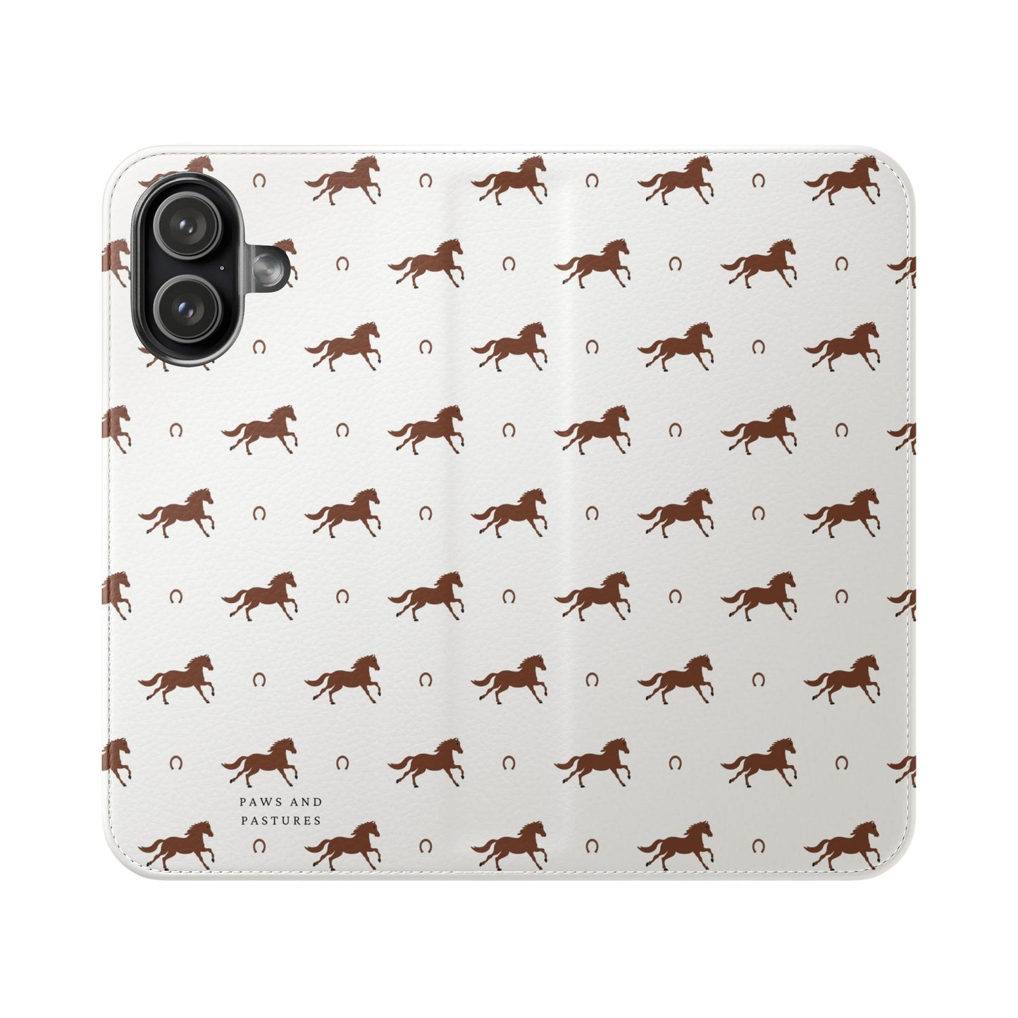 Horse Pattern Flip Case — Leather Wallet Phone Cover with Galloping Horses