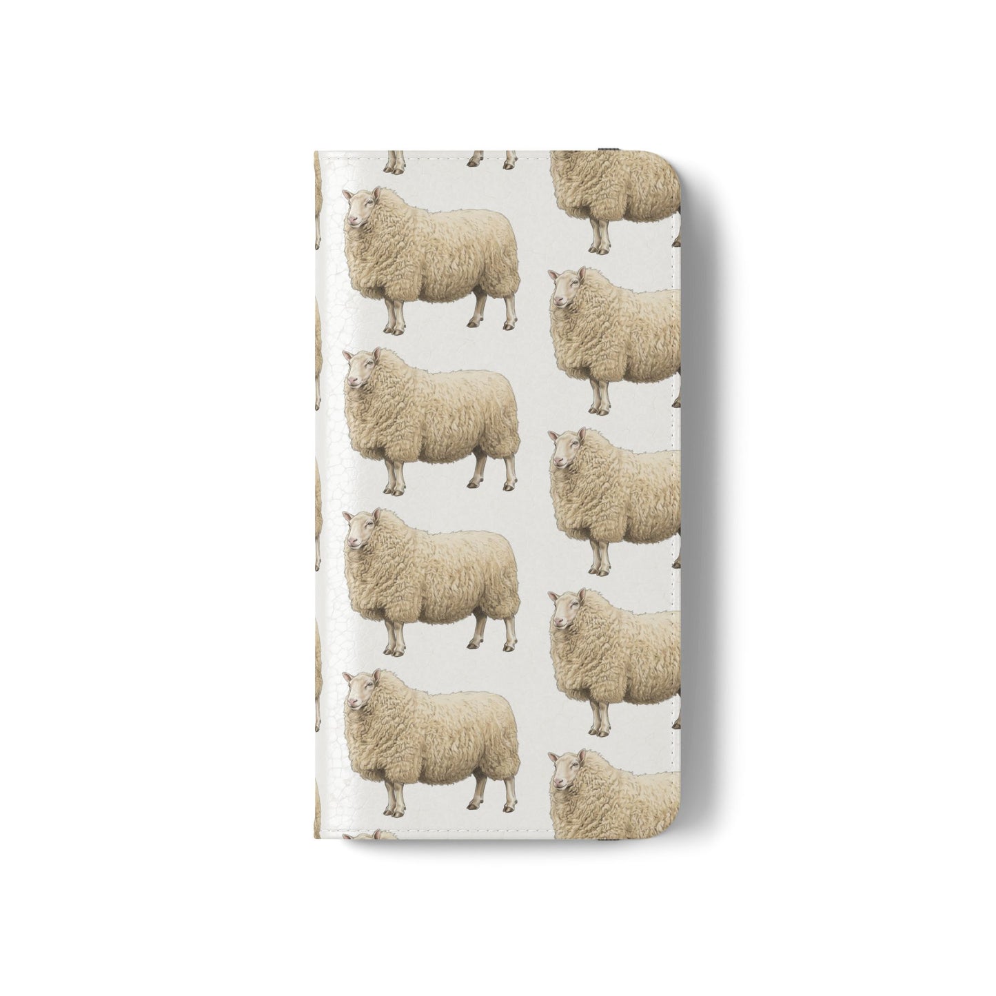 Cheviot Sheep Pattern Flip Phone Case – Cute Pastoral Wallet Cover with Card Slots