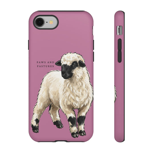 Pink Valais Blacknose Sheep Phone Case – 'Paws and Pastures' Cute Lamb Protective iPhone Cover