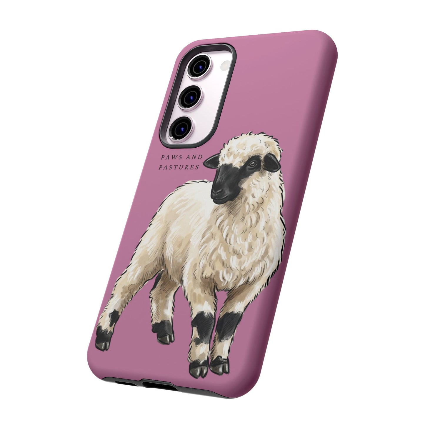 Pink Valais Blacknose Sheep Phone Case – 'Paws and Pastures' Cute Lamb Protective iPhone Cover