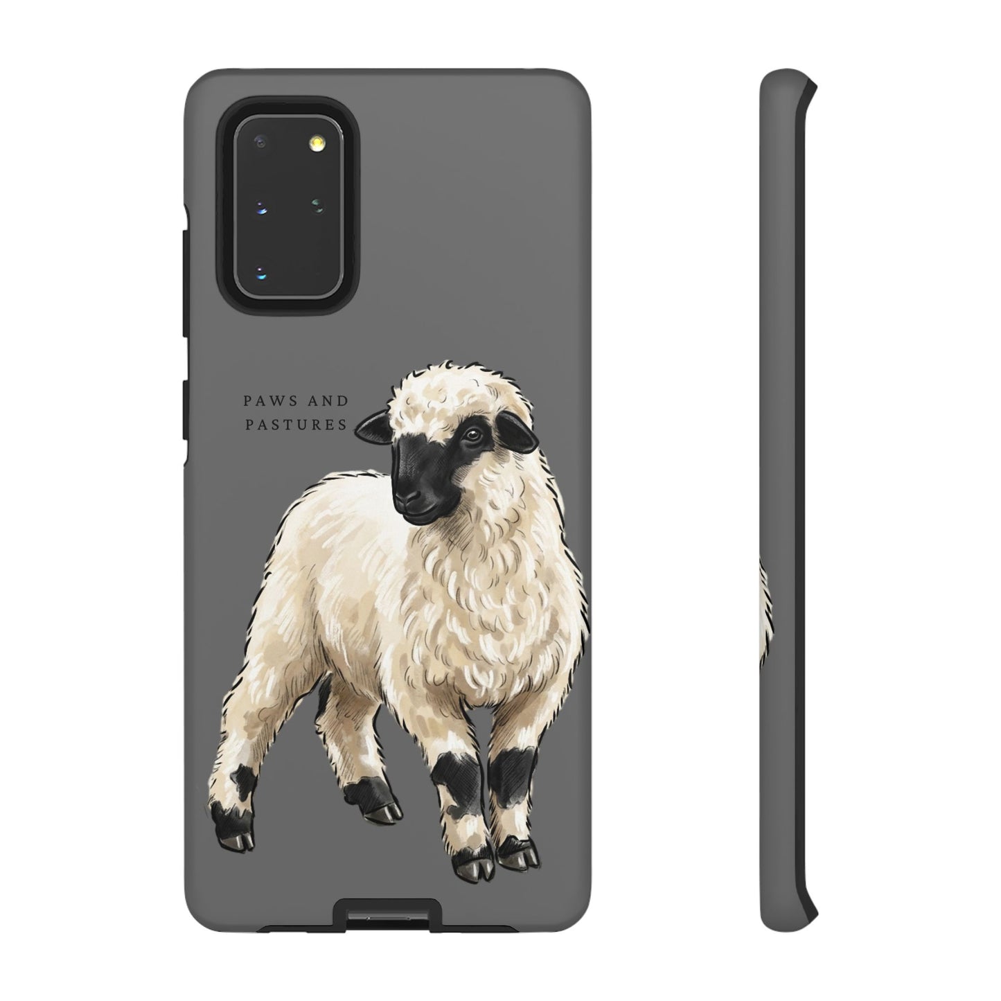 Grey Valais Blacknose Sheep Phone Case – 'Paws and Pastures' Cute Lamb Protective iPhone Cover