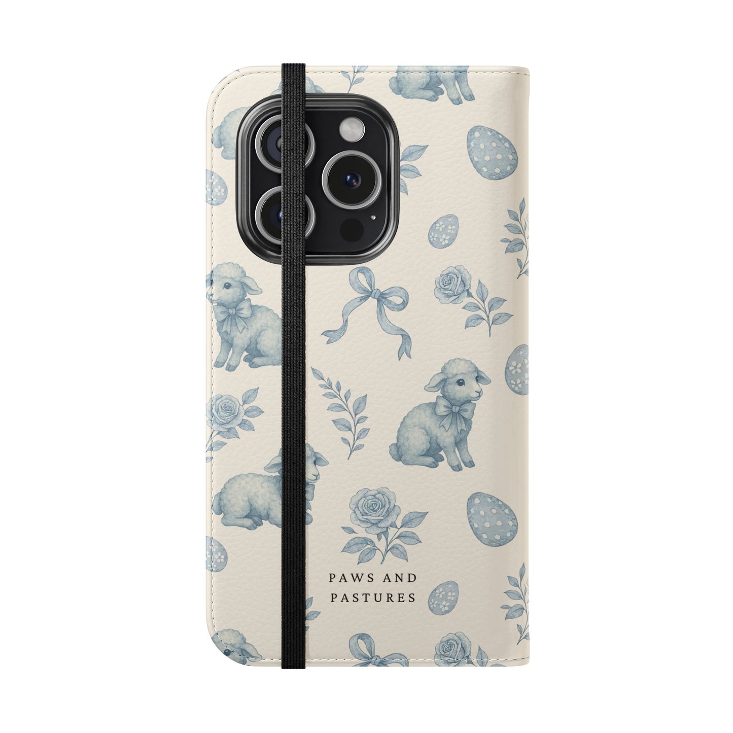 Flip Case — Pastel Blue Easter Lamb Pattern Phone Wallet