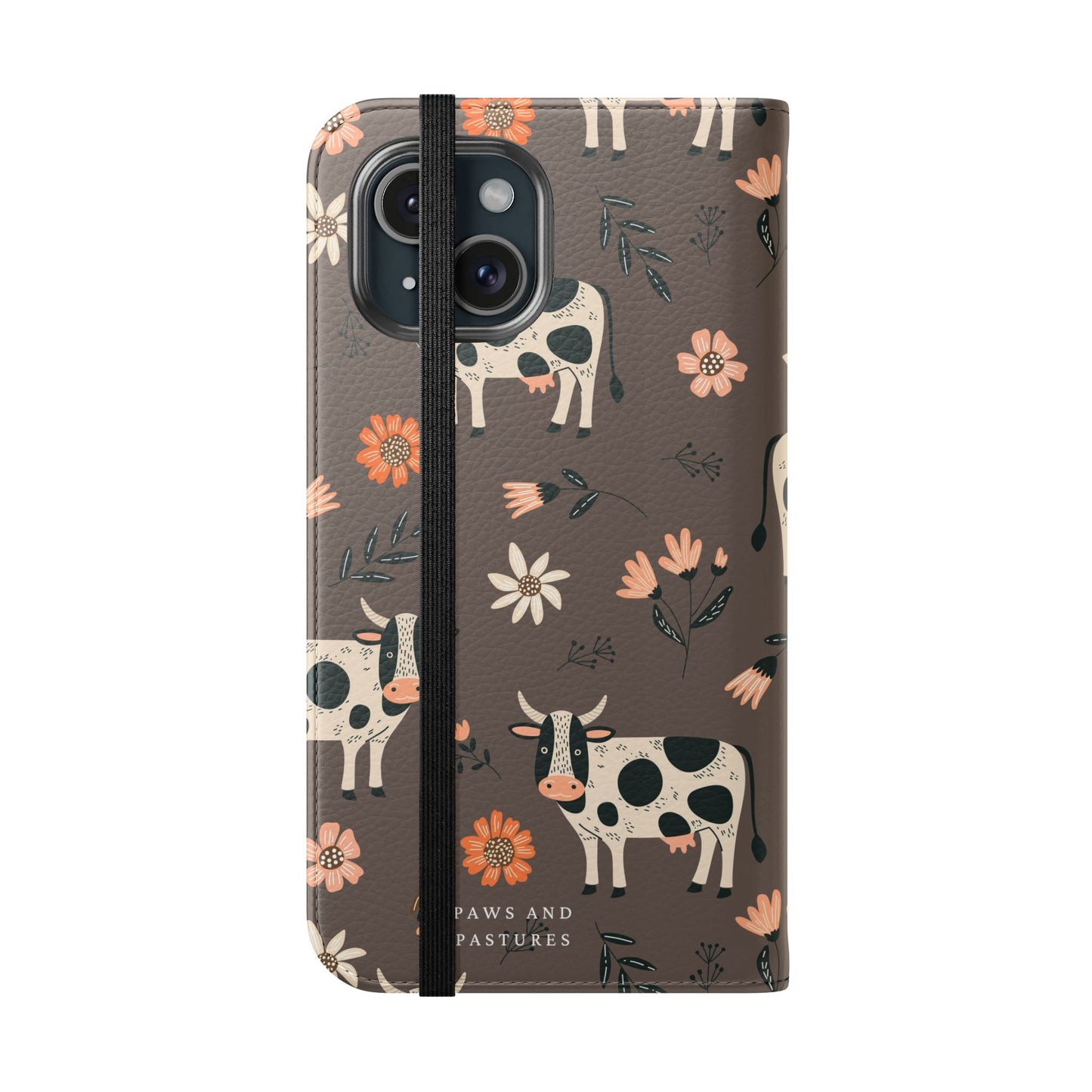 Cow Floral Flip Phone Case – Folklore Farm Pattern Wallet Case