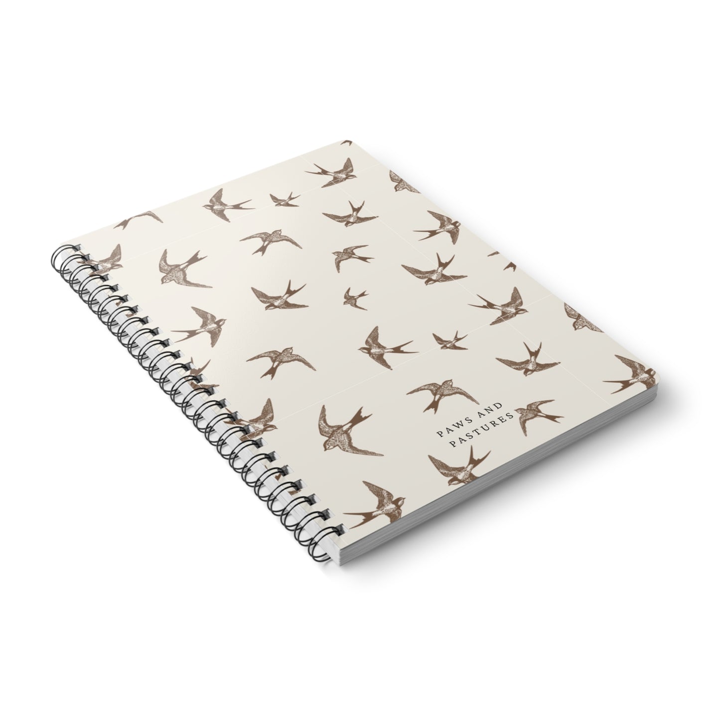 Swallows Pattern A5 Wirobound Notebook — Lined Softcover Journal
