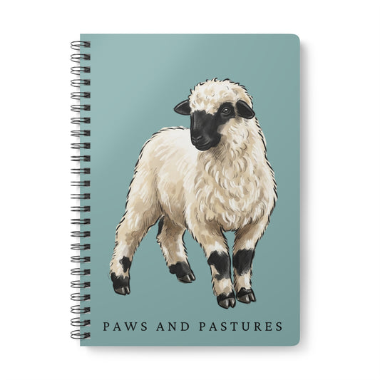 Teal Valais Blacknose Sheep Illustration Notebook — A5
