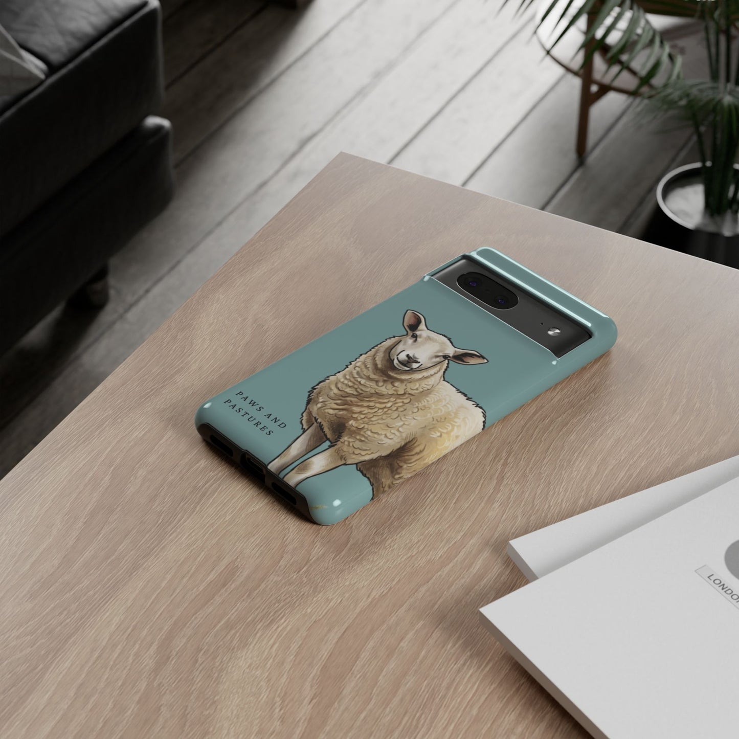 Teal Sheep Illustration Tough Phone Case