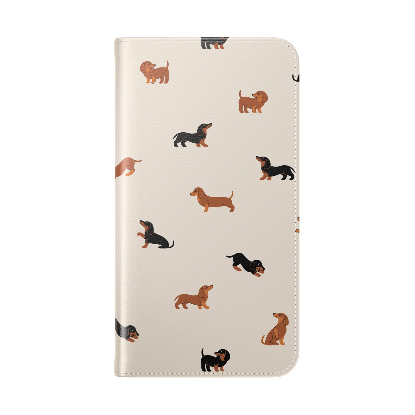 Dachshund Pattern Flip Phone Case — Wallet Folio with Card Slots