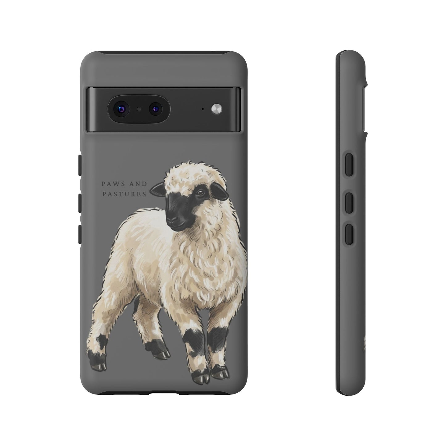 Grey Valais Blacknose Sheep Phone Case – 'Paws and Pastures' Cute Lamb Protective iPhone Cover
