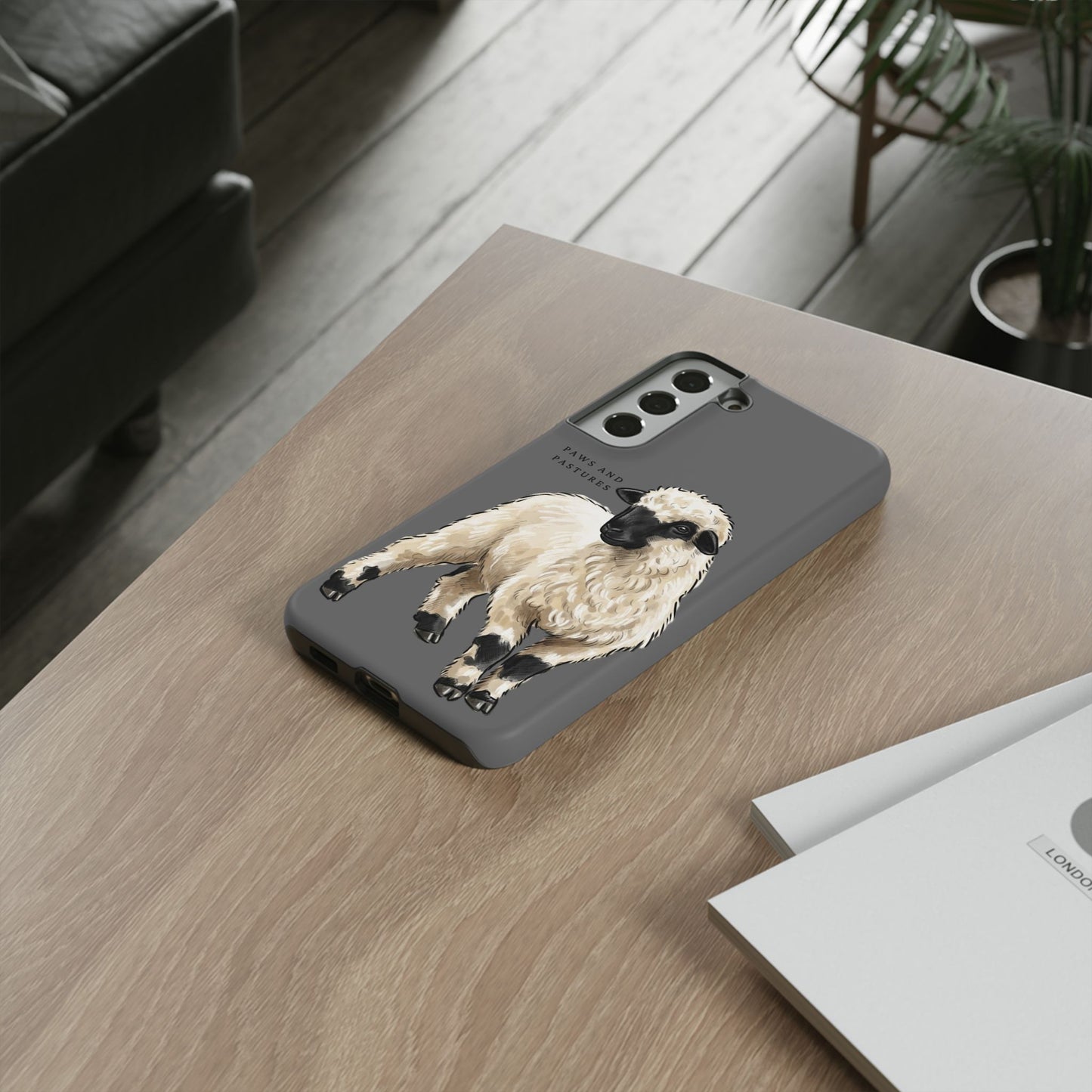 Grey Valais Blacknose Sheep Phone Case – 'Paws and Pastures' Cute Lamb Protective iPhone Cover