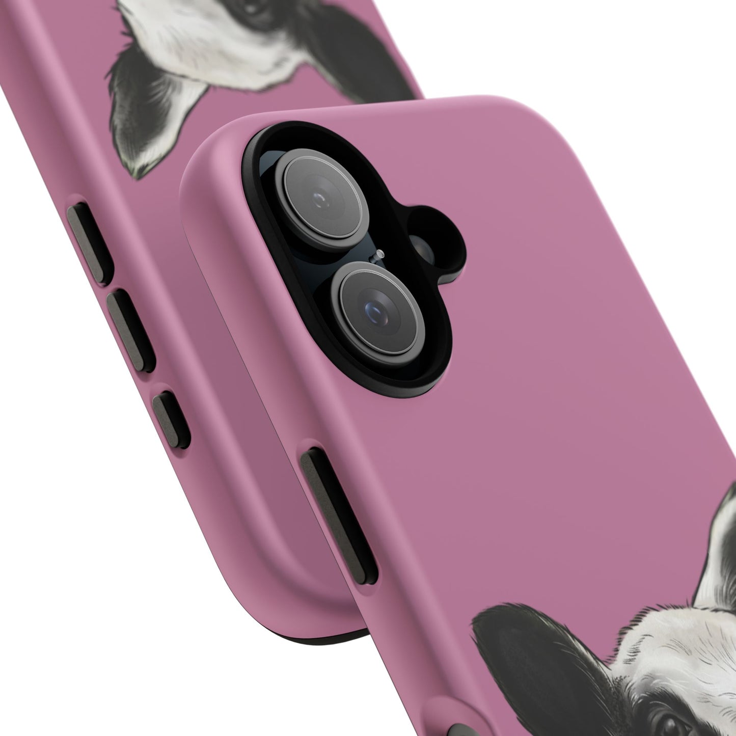 Pink Dutch Spotted Sheep Portrait Phone Case - Black & White Lamb Illustration Protective Cover