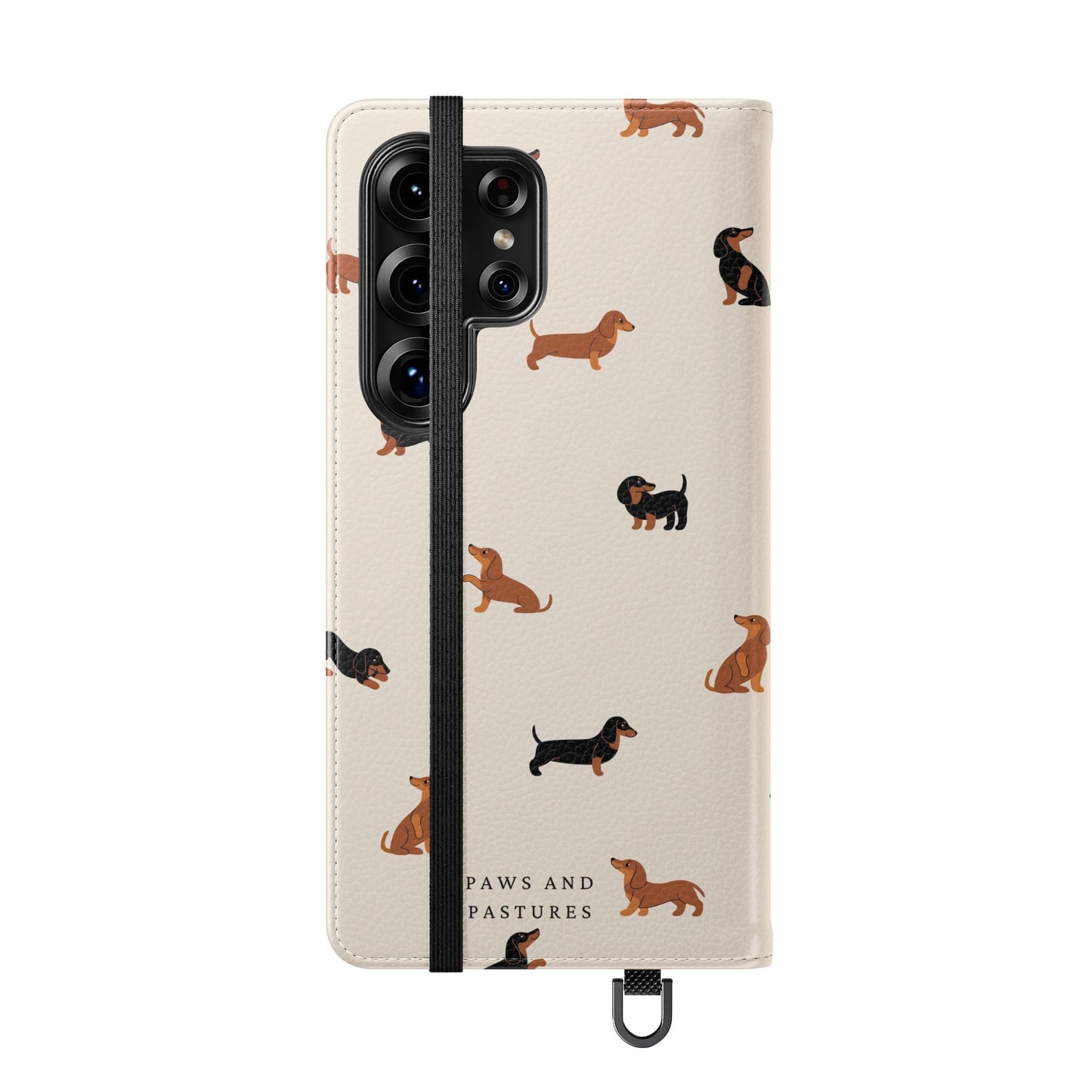 Dachshund Pattern Flip Phone Case — Wallet Folio with Card Slots