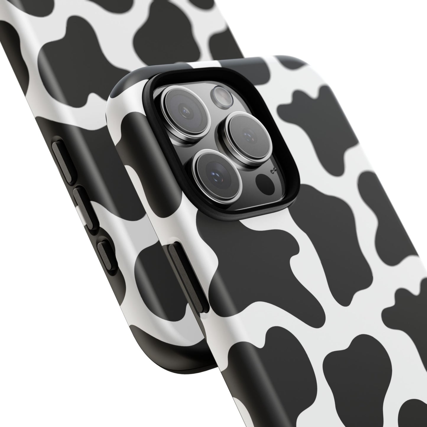 Cow Print Tough Phone Case — Black & White Protective Phone Cover