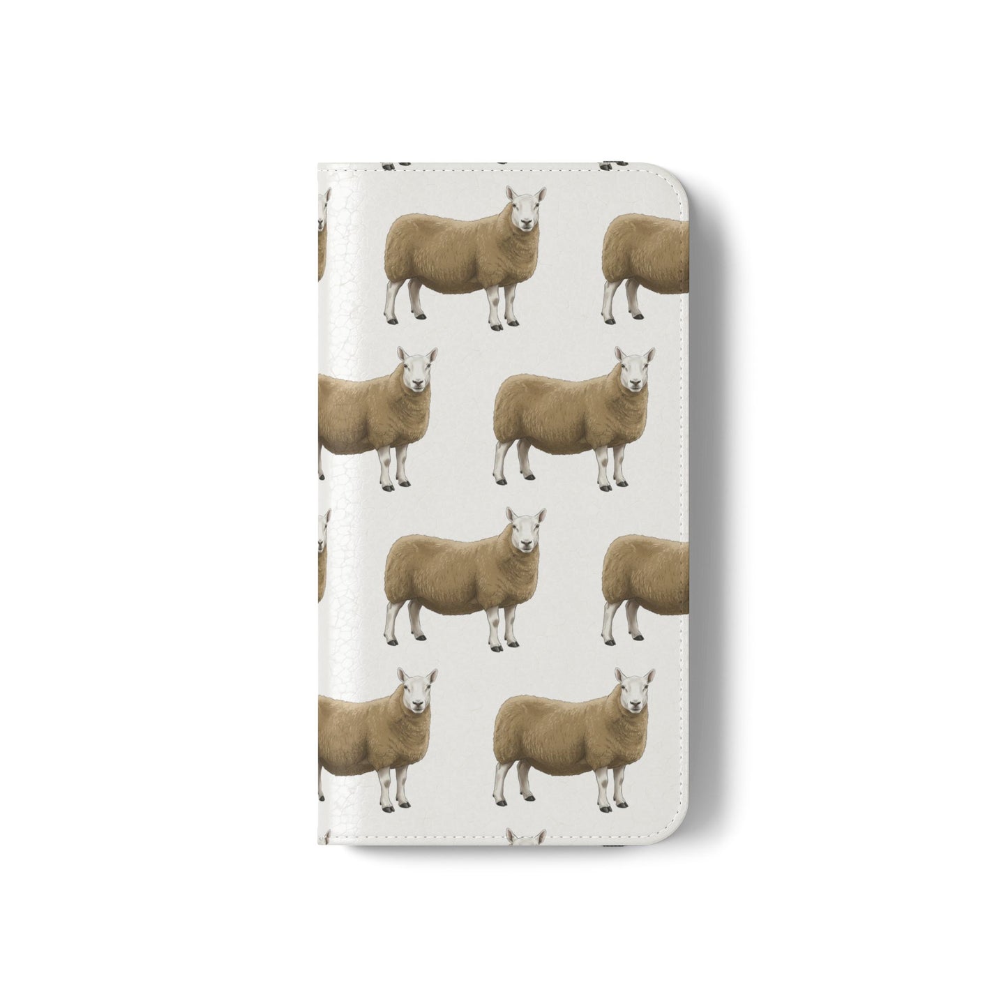 Cheviot Sheep Pattern Flip Phone Case – Cute Pastoral Wallet Cover with Card Slots