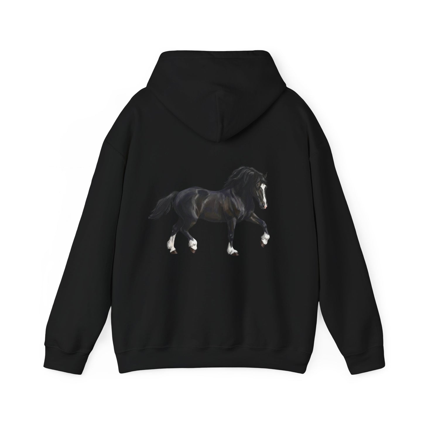 Black Horse Graphic Hoodie — Equestrian Sweatshirt with Prancing Stallion Print