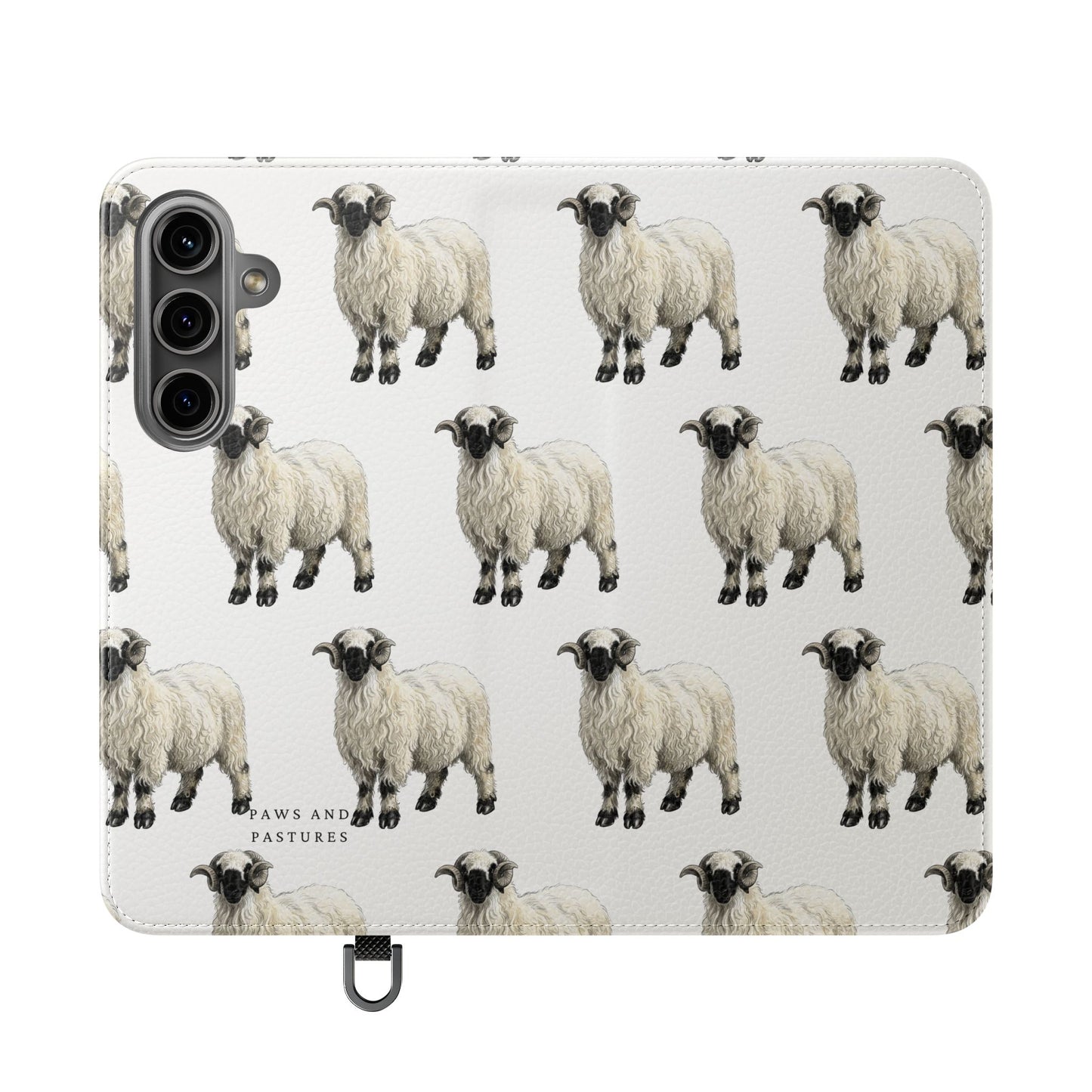 Valais Blacknose Sheep Pattern Flip Phone Case – Cute Farm Animal Wallet Cover
