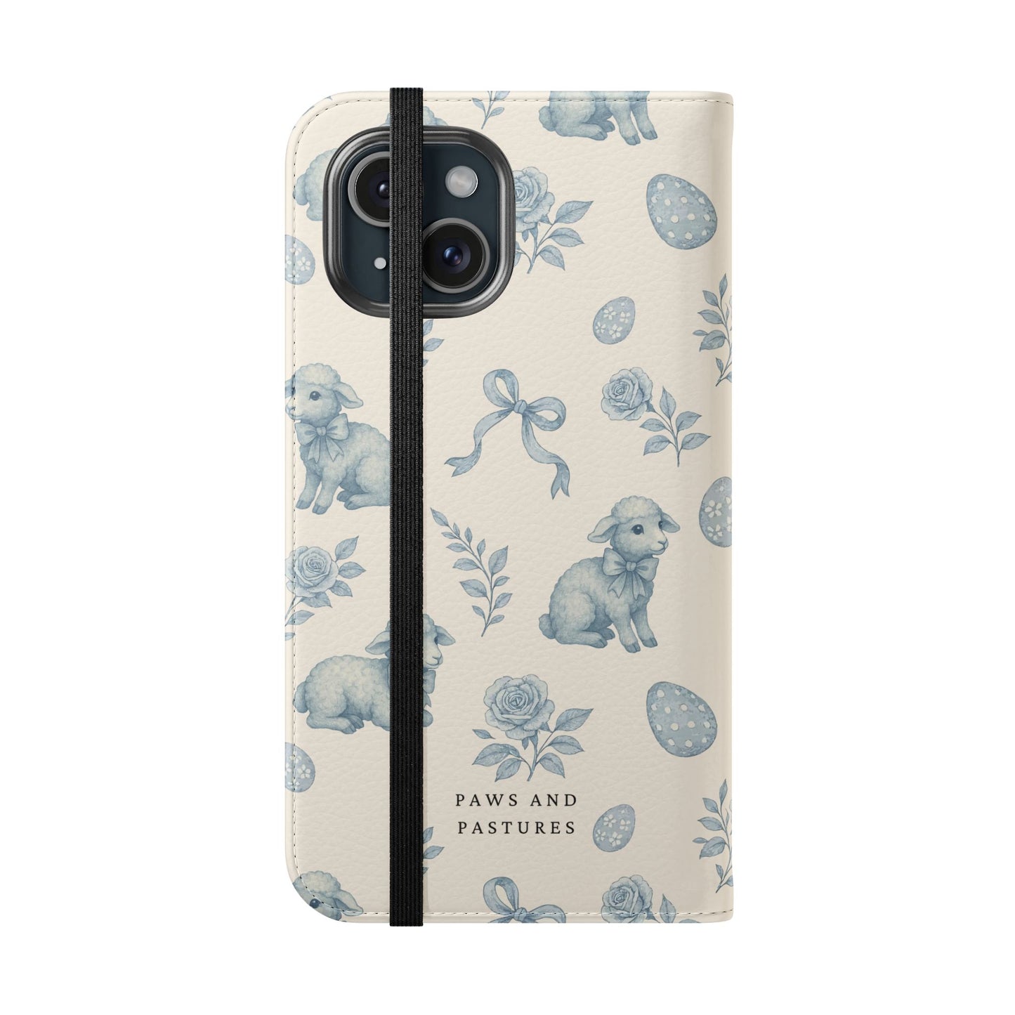 Flip Case — Pastel Blue Easter Lamb Pattern Phone Wallet