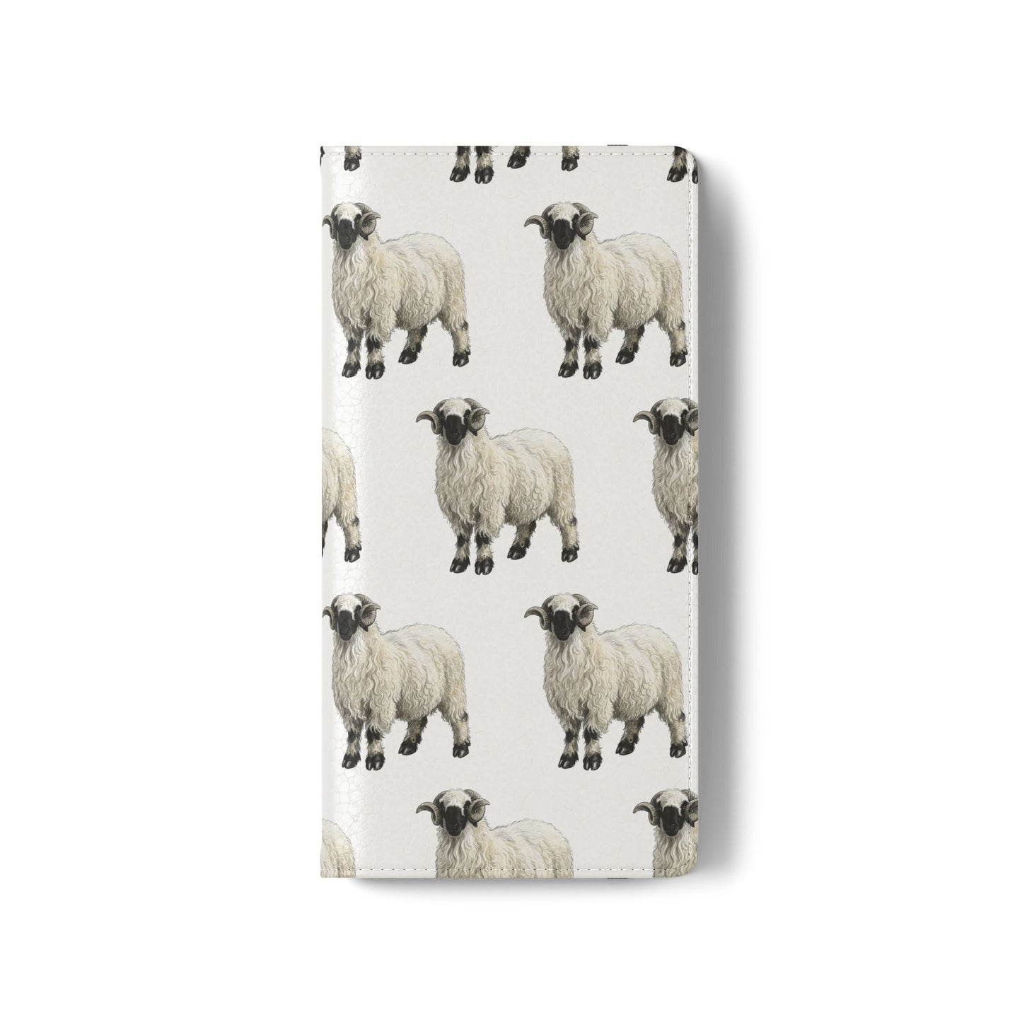 Valais Blacknose Sheep Pattern Flip Phone Case – Cute Farm Animal Wallet Cover