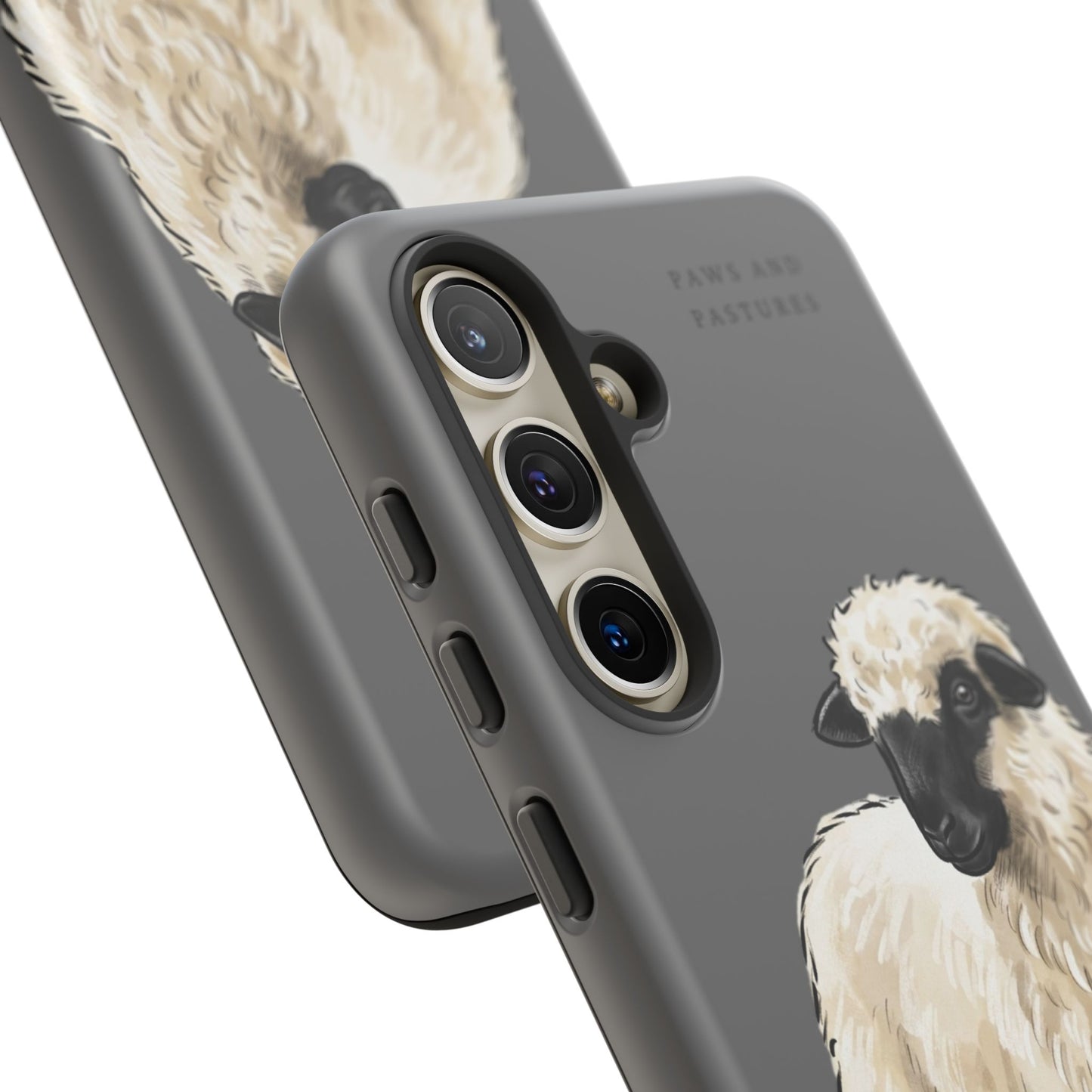 Grey Valais Blacknose Sheep Phone Case – 'Paws and Pastures' Cute Lamb Protective iPhone Cover
