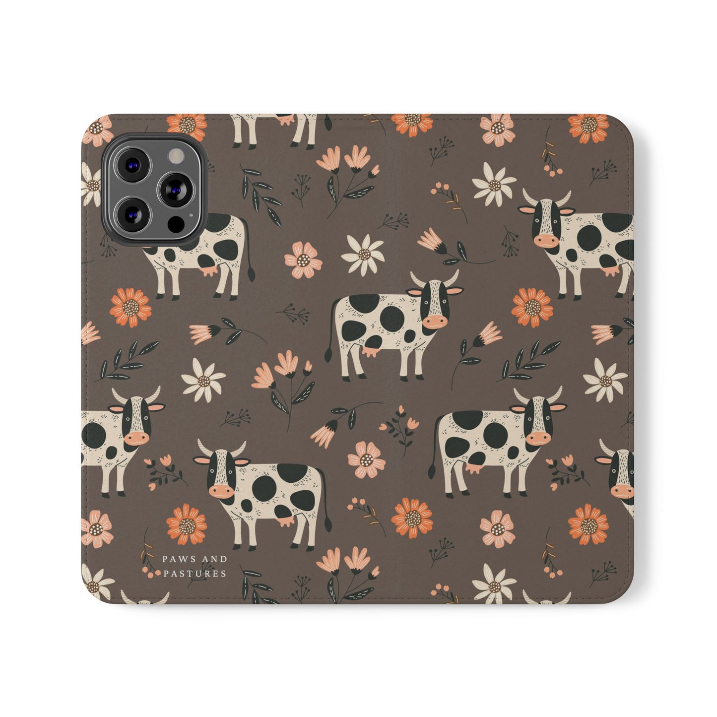Cow Floral Flip Phone Case – Folklore Farm Pattern Wallet Case