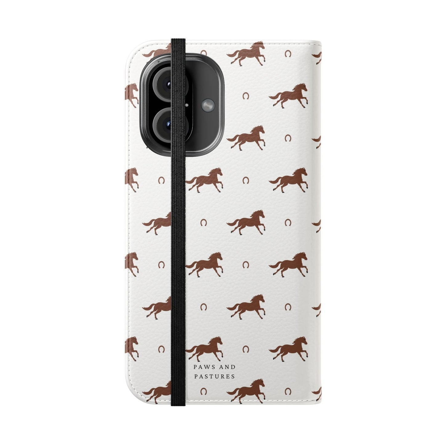 Horse Pattern Flip Case — Leather Wallet Phone Cover with Galloping Horses
