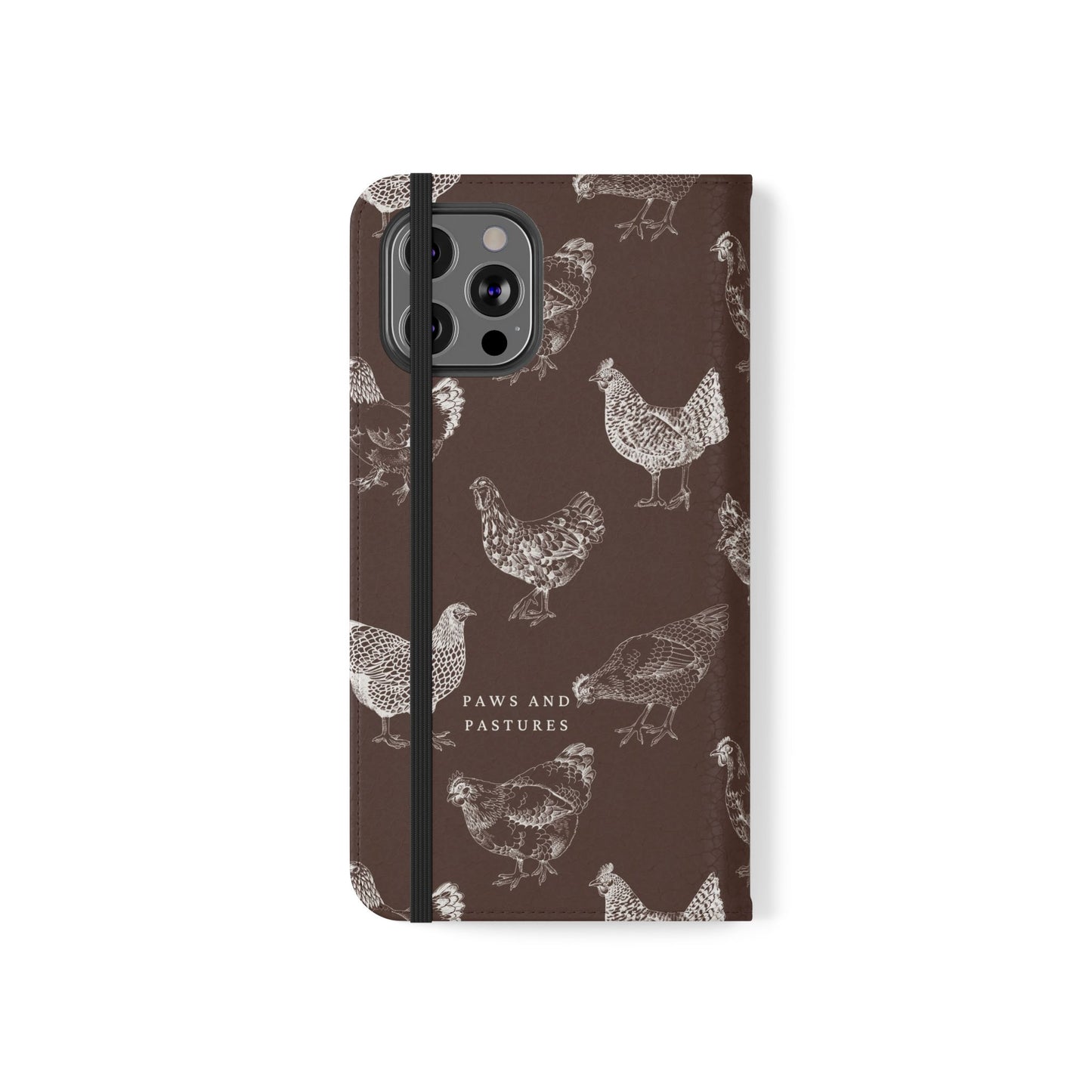 Chicken Pattern Flip Phone Case – Rustic Farmhouse Wallet Cover