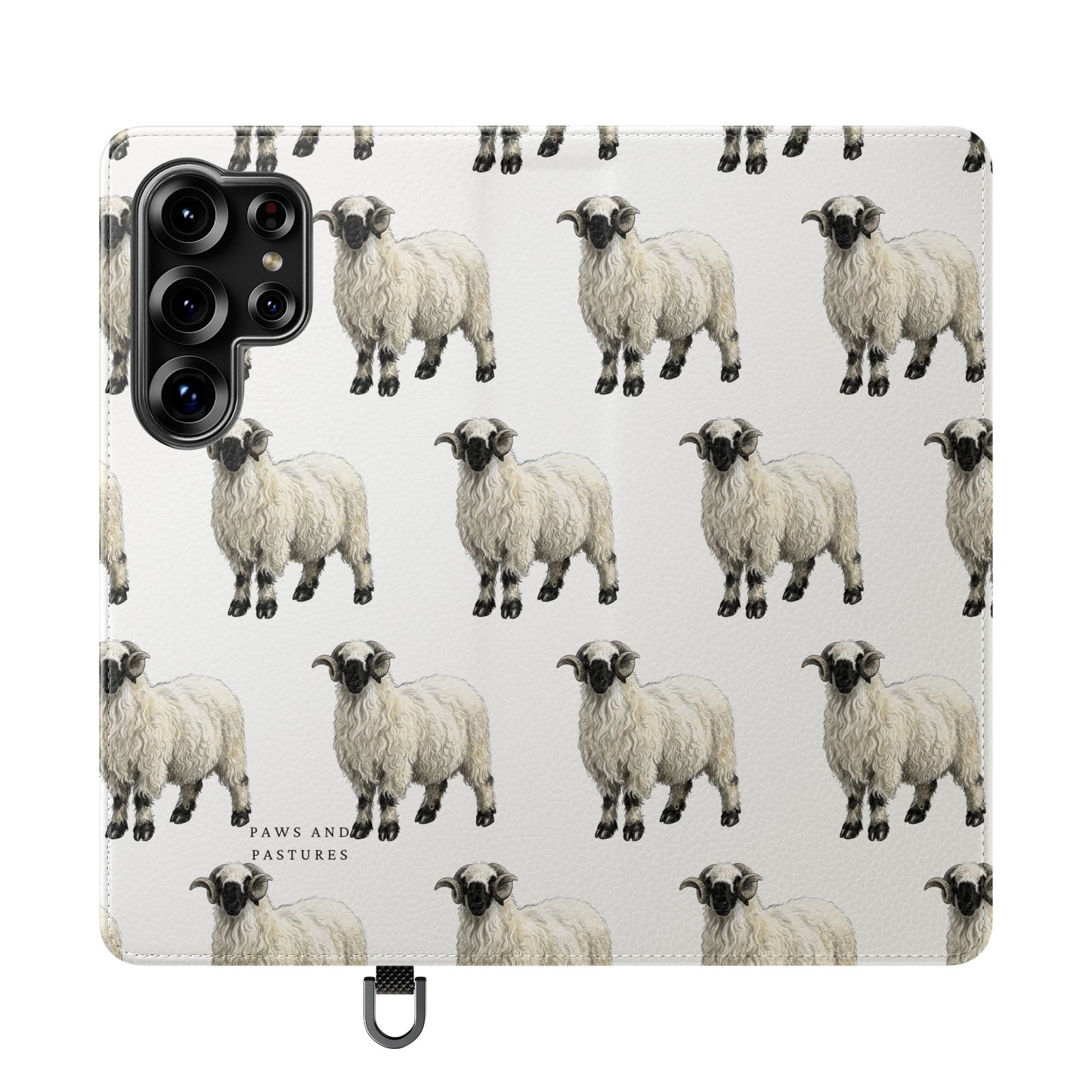 Valais Blacknose Sheep Pattern Flip Phone Case – Cute Farm Animal Wallet Cover