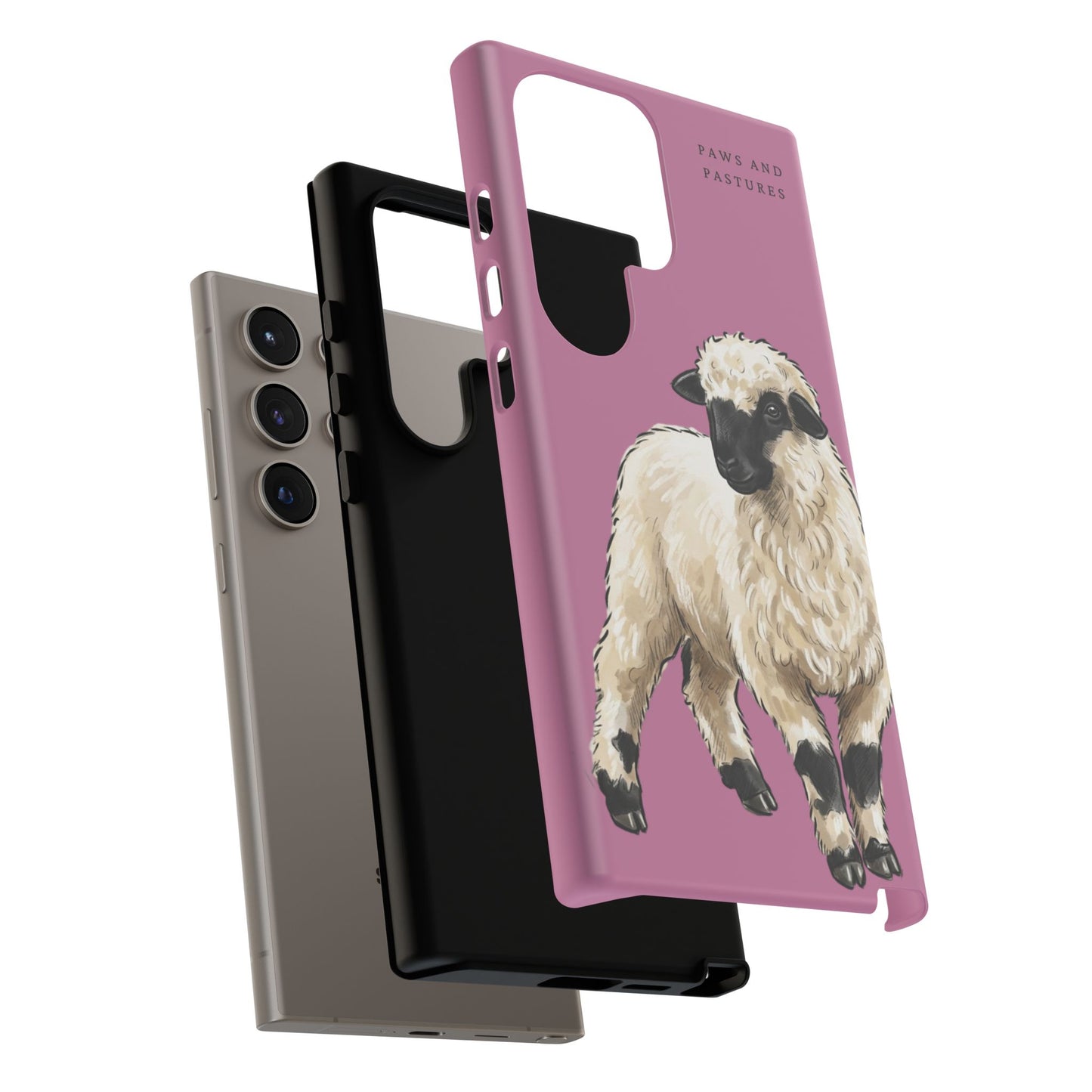 Pink Valais Blacknose Sheep Phone Case – 'Paws and Pastures' Cute Lamb Protective iPhone Cover